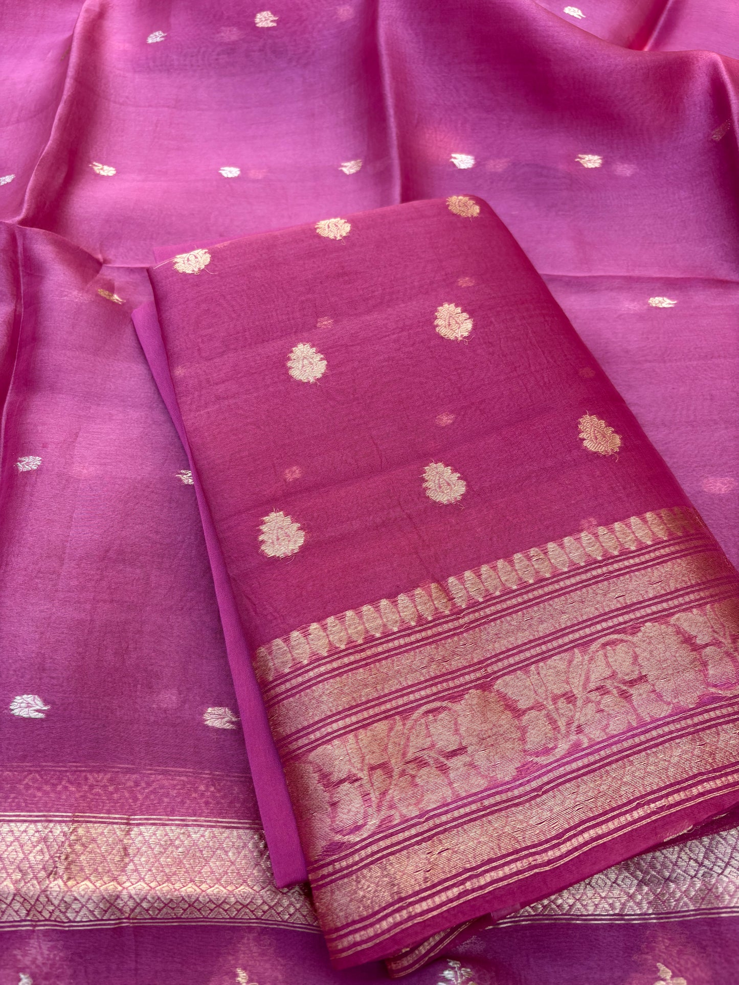 Pink kora kadhwa 3 piece suit set