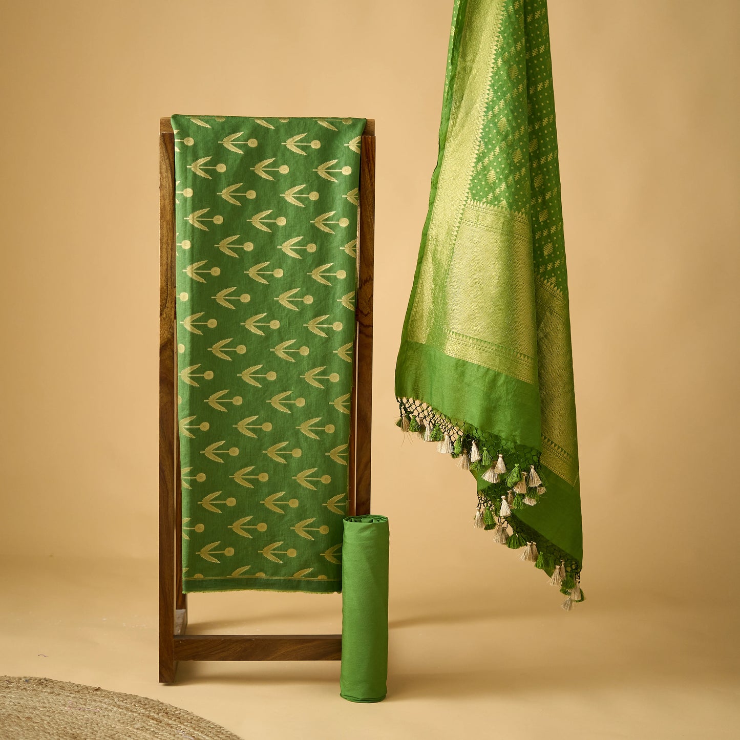 Green Chanderi cotton 3 piece set
