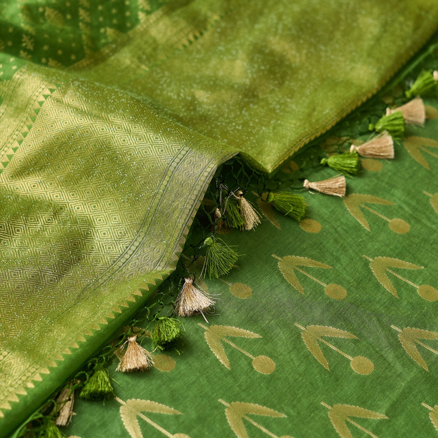 Green Chanderi cotton 3 piece set
