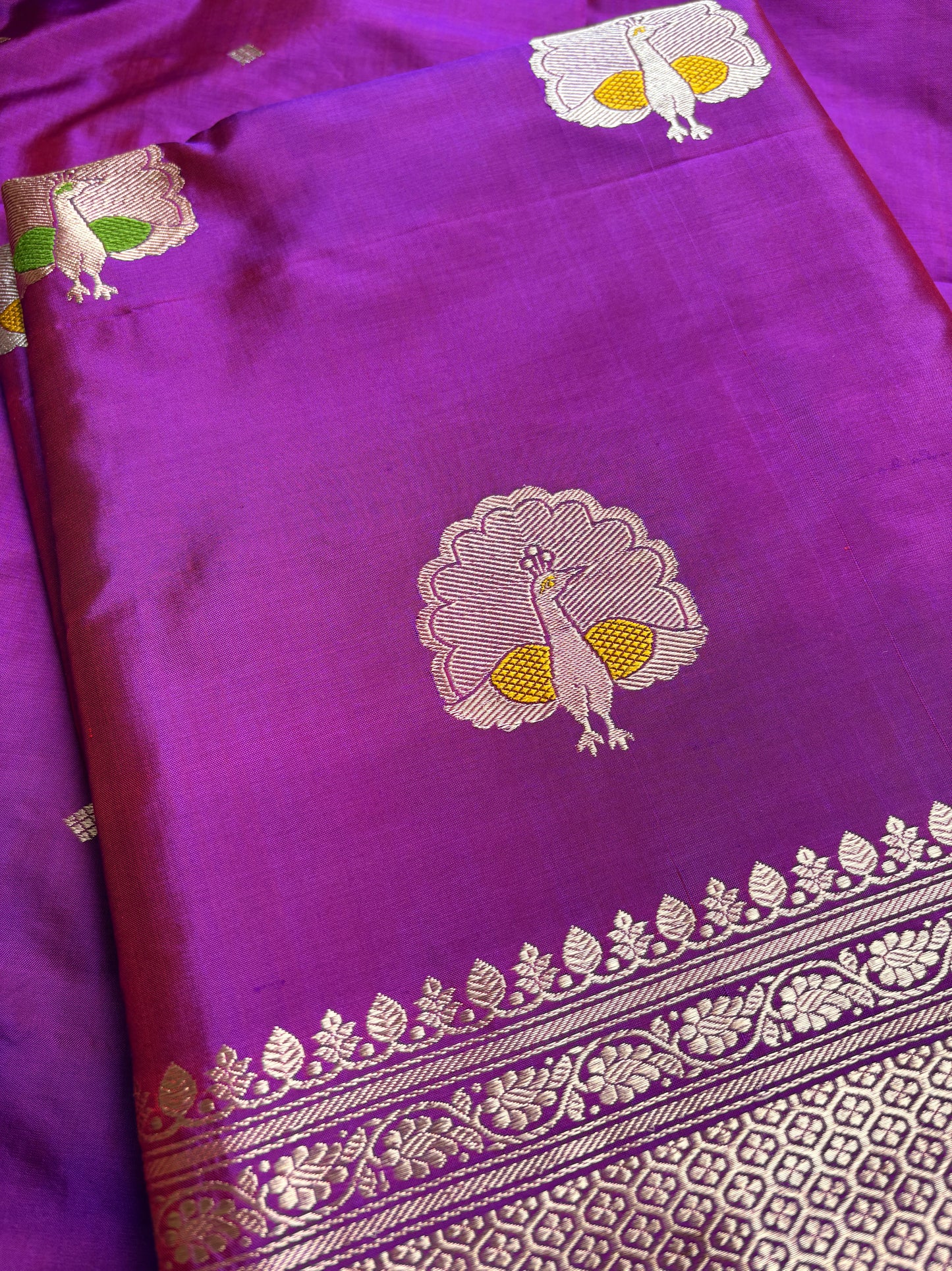 Magenta purple katan by katan silk kadhwa suit set