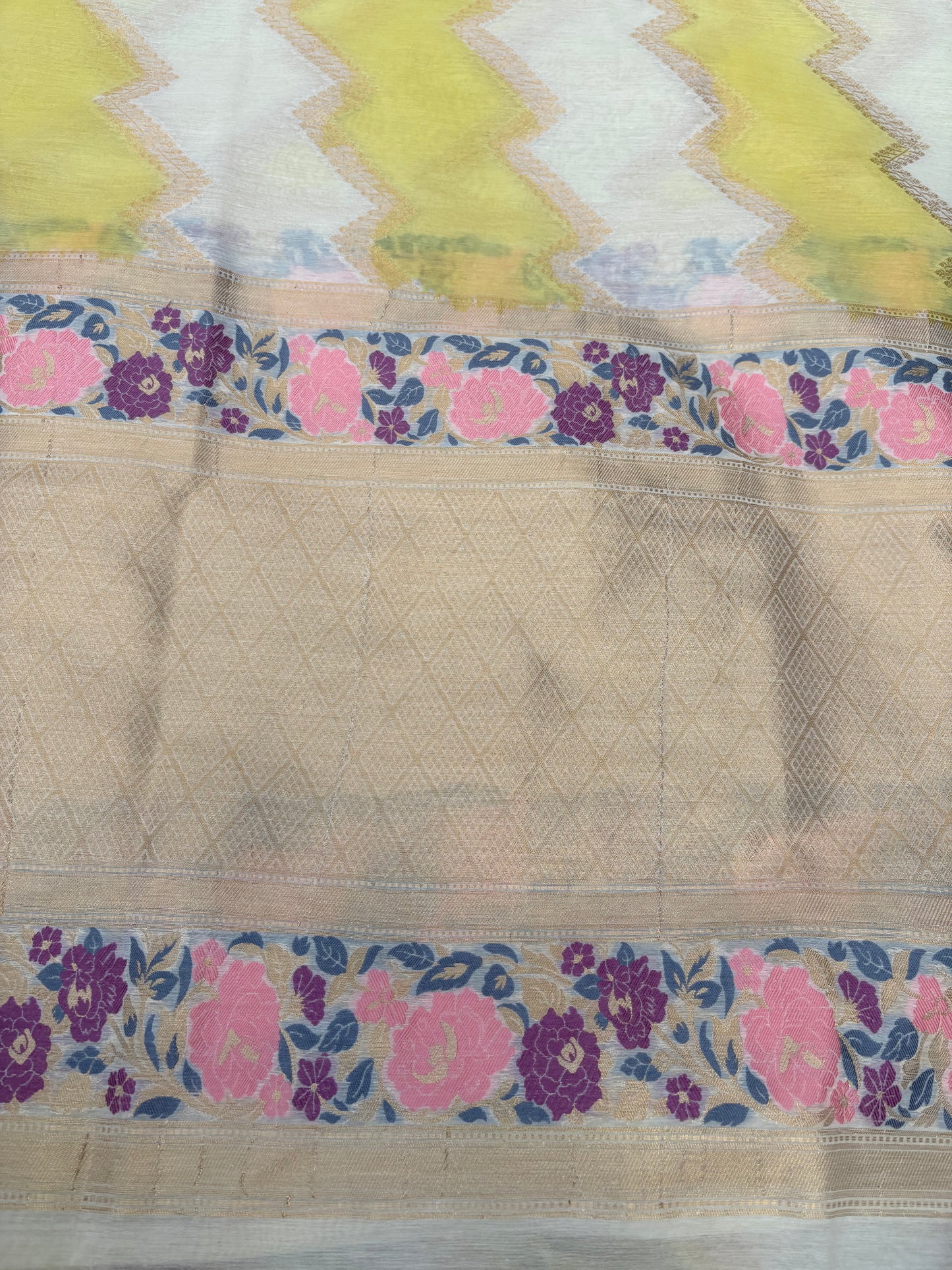 Lime Chanderi cotton exclusive weaving 3 piece suit set