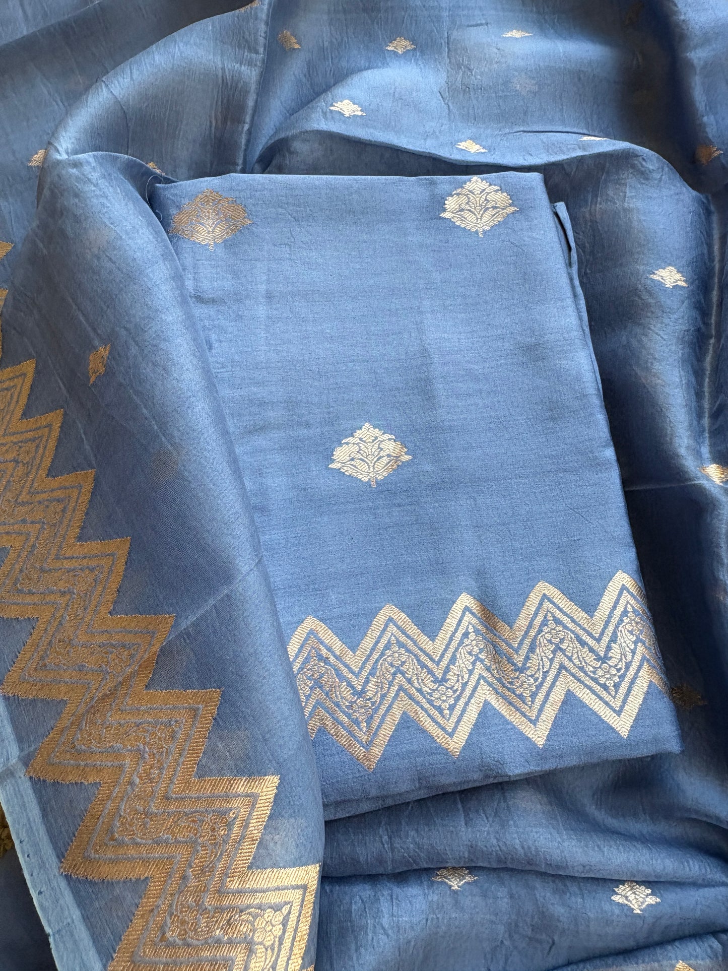 Blue grey Chiniya kora suit set