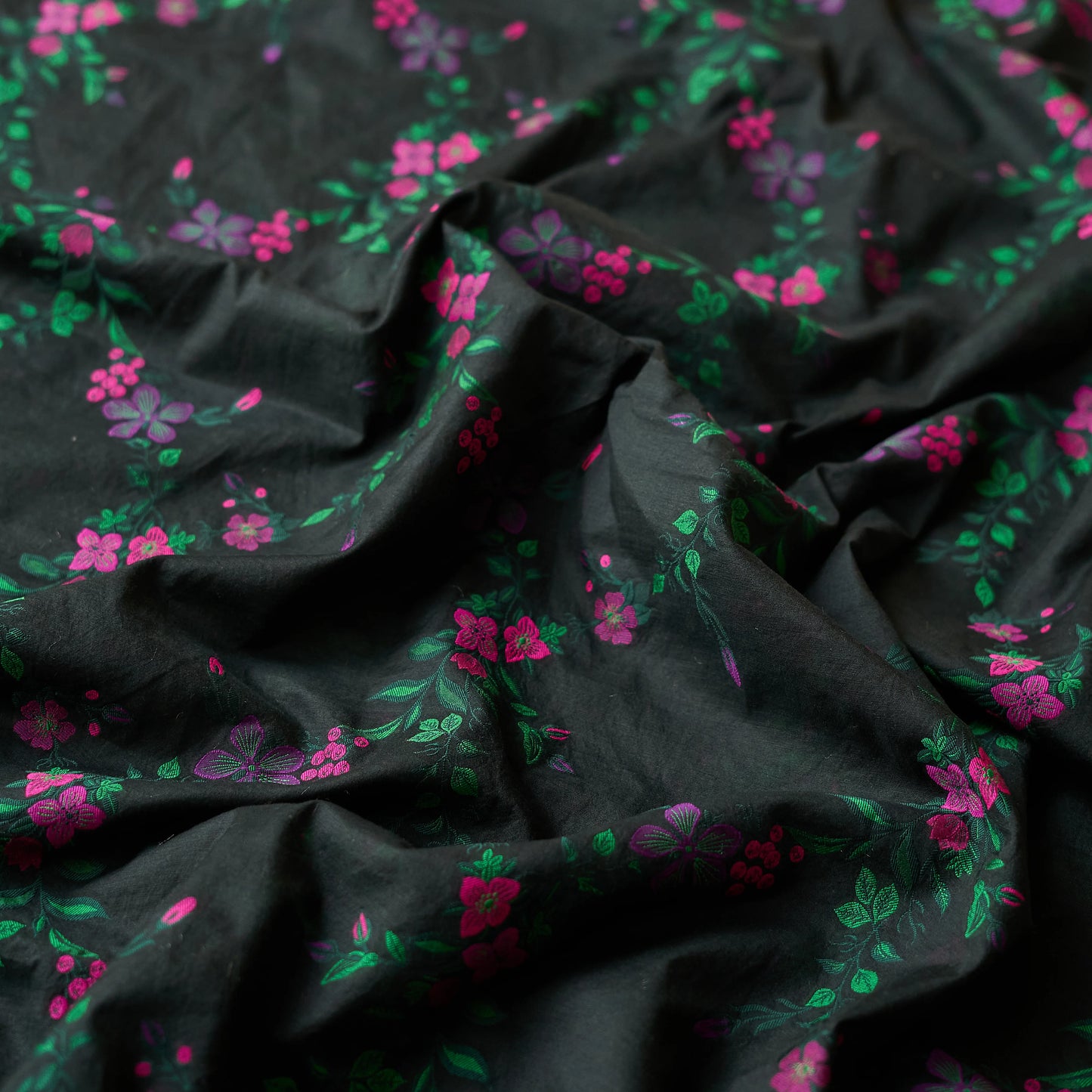 Black butterfly jungle theme chanderi 3 piece suit set