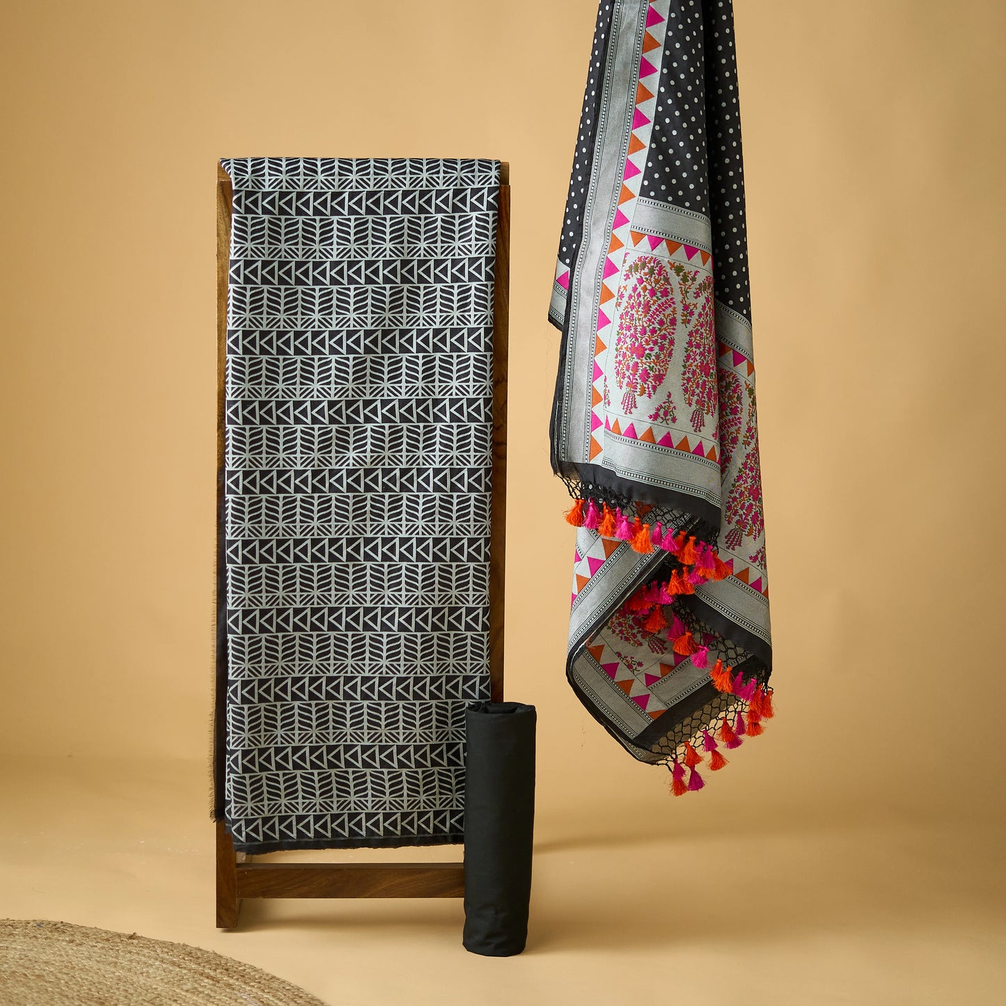Black Cotton meenadar suit set