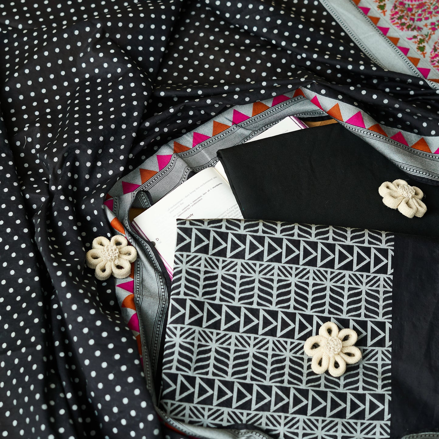 Black Cotton meenadar suit set