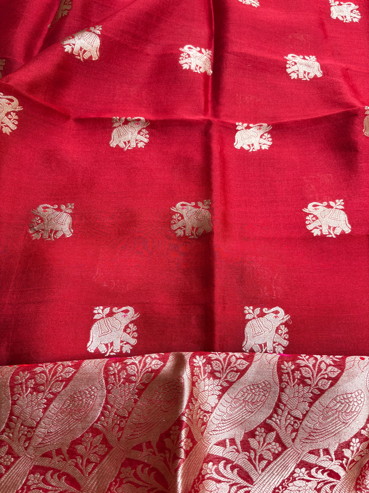 Red pure silk kadhwa suit set