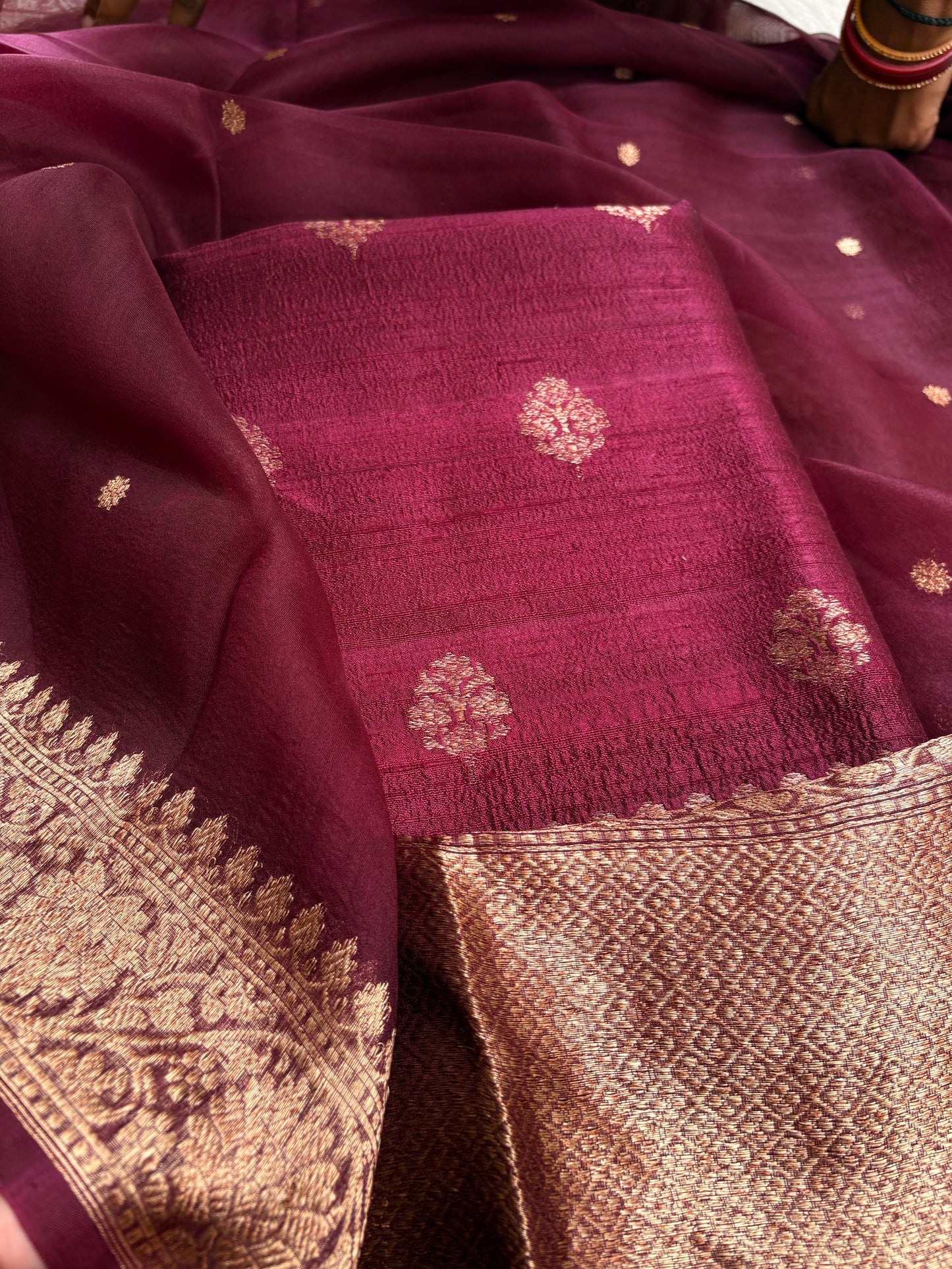 Wine Raw silk suit set