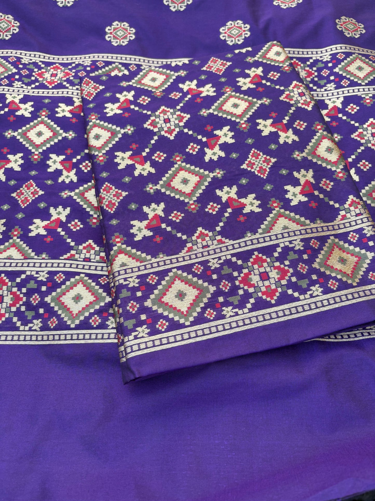 Purple gharchola full jaal weaving suit