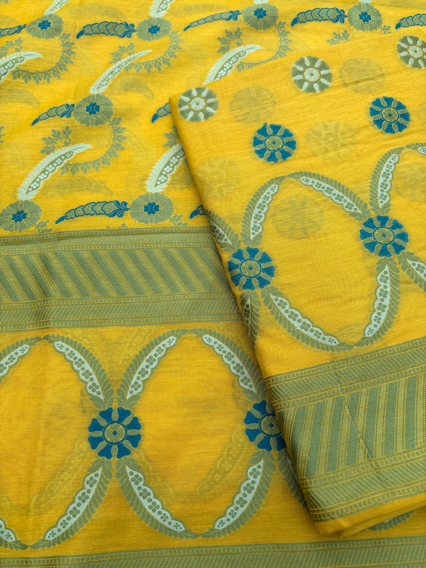 Mustard meenadar Chanderi 3 piece suit set