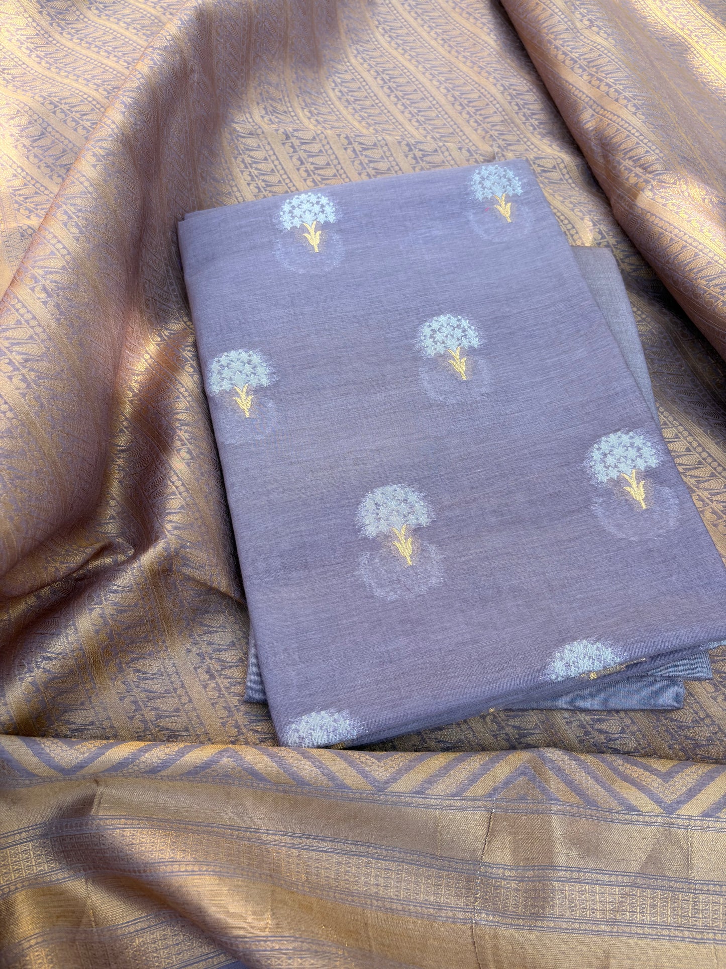 Blue Chanderi kurta, tissue dupatta, plain bottom