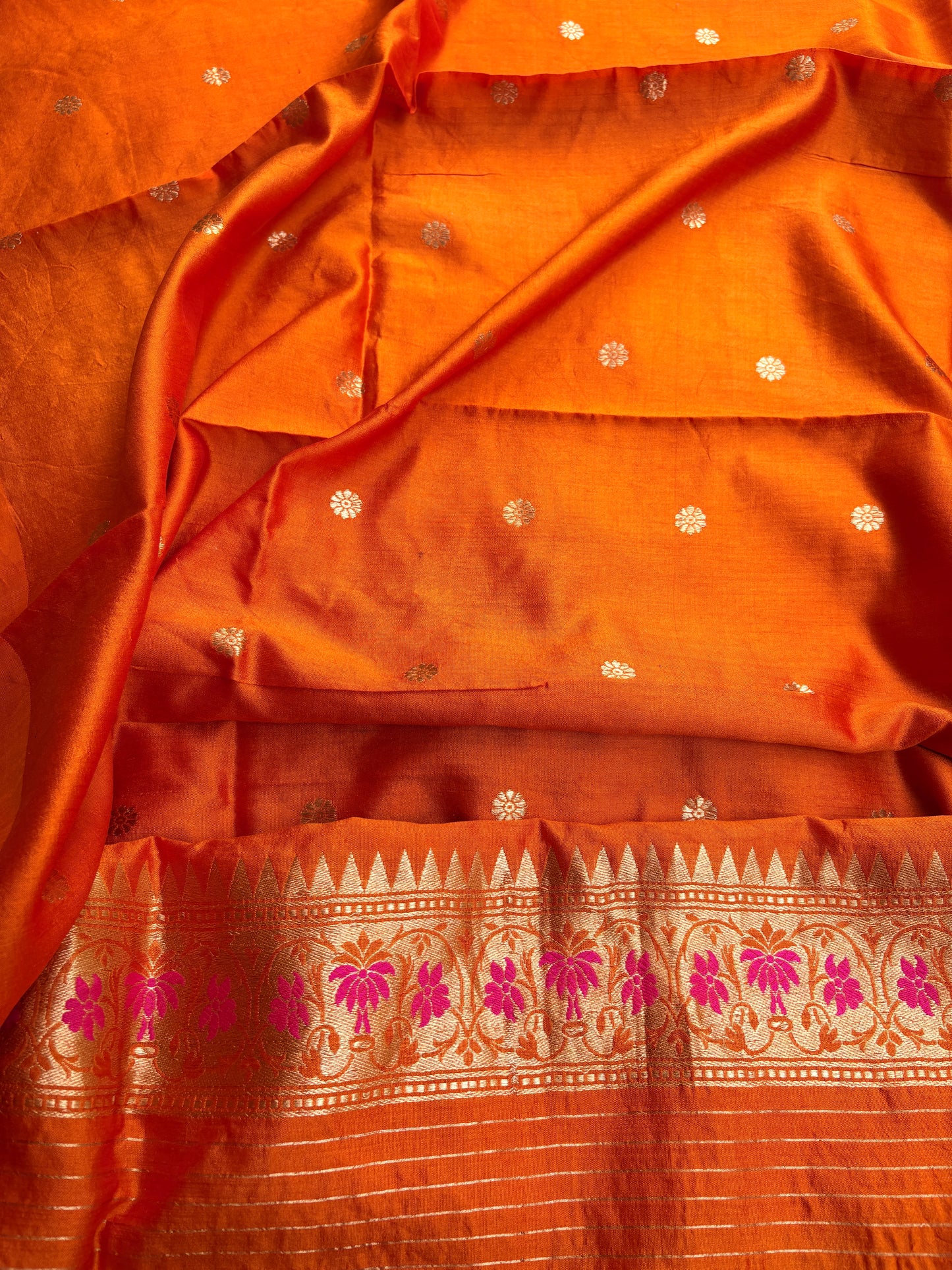 Orange raw artisan kadhwa 3 piece suit set