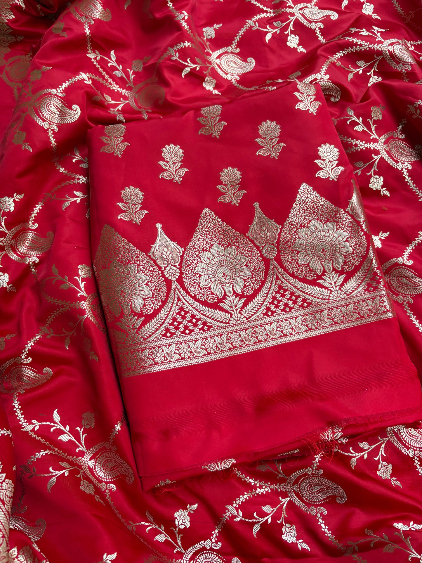 Red mashru silk 3 piece suit set