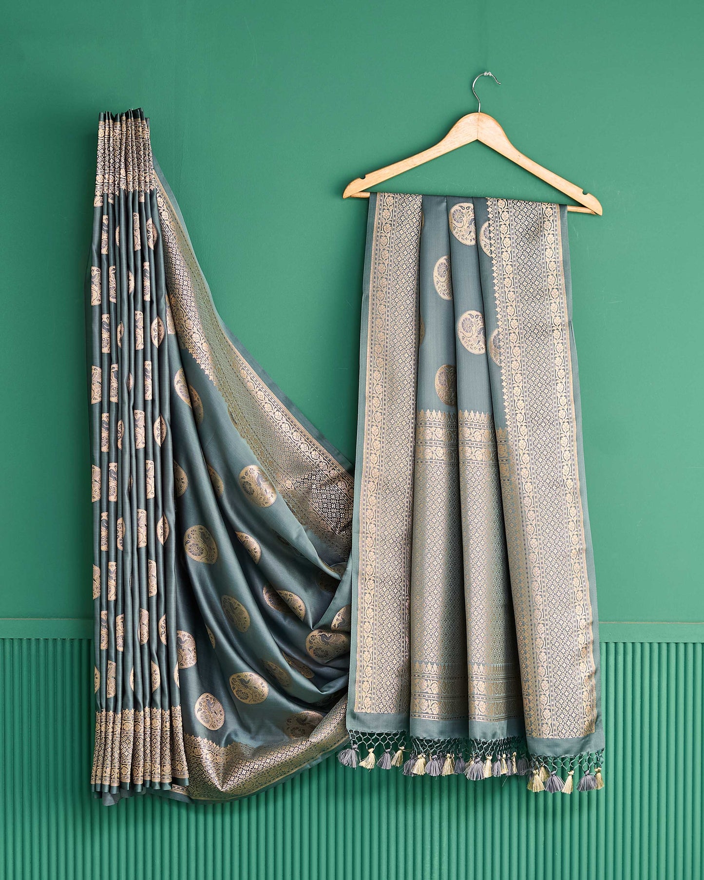 Grey banarasi silk saree