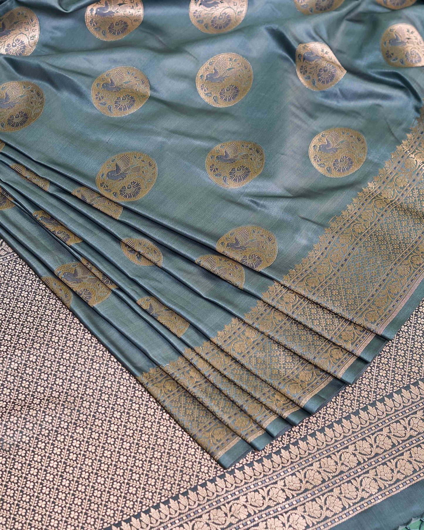 Grey banarasi silk saree