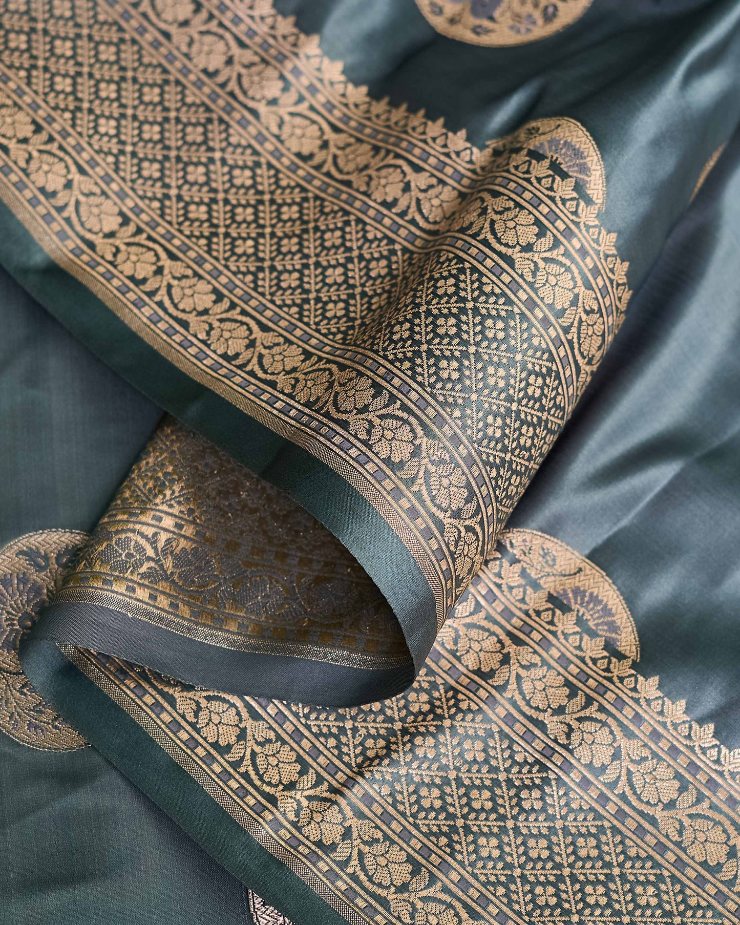 Grey banarasi silk saree