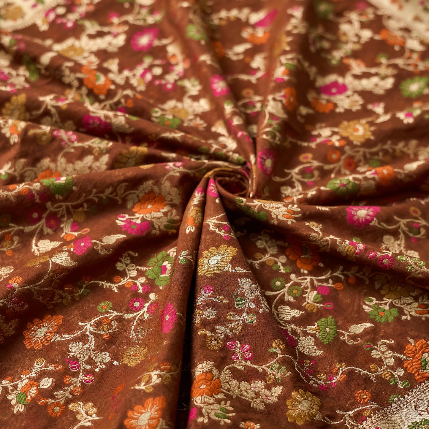 Brown Chanderi cotton 3 piece set