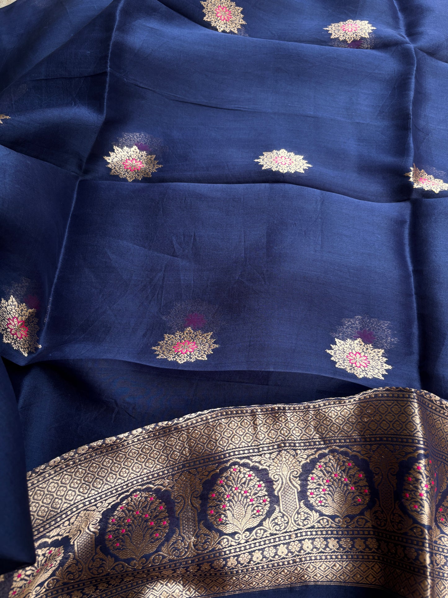 Blue Chiniya kora silk suit set