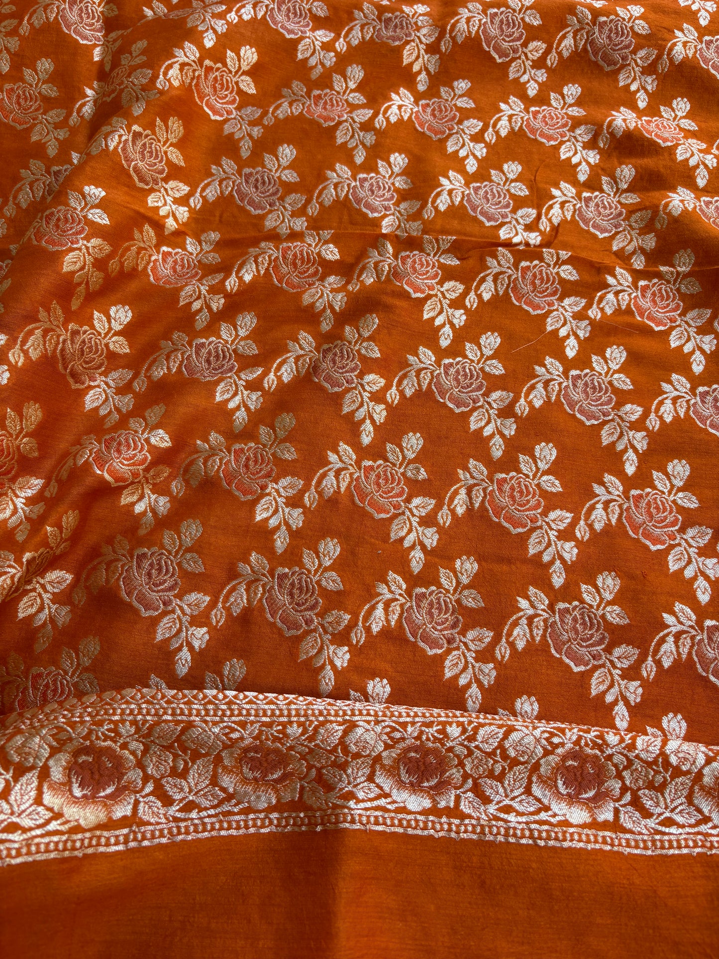 Orange moonga silk suit set