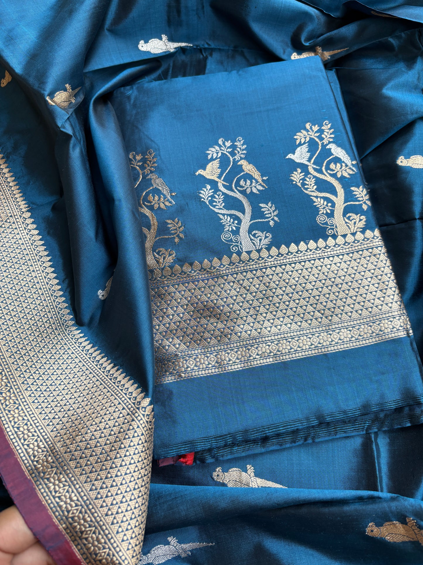 Blue katan by katan kadhwa silk suit set