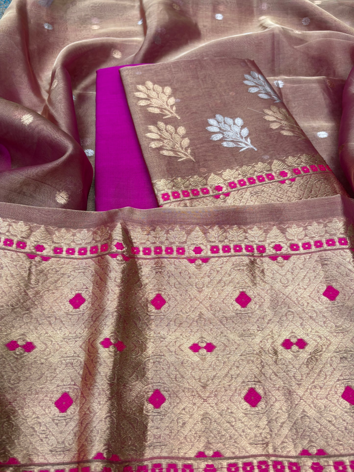 Purple meenadar tissue kadhwa 3 piece suit set