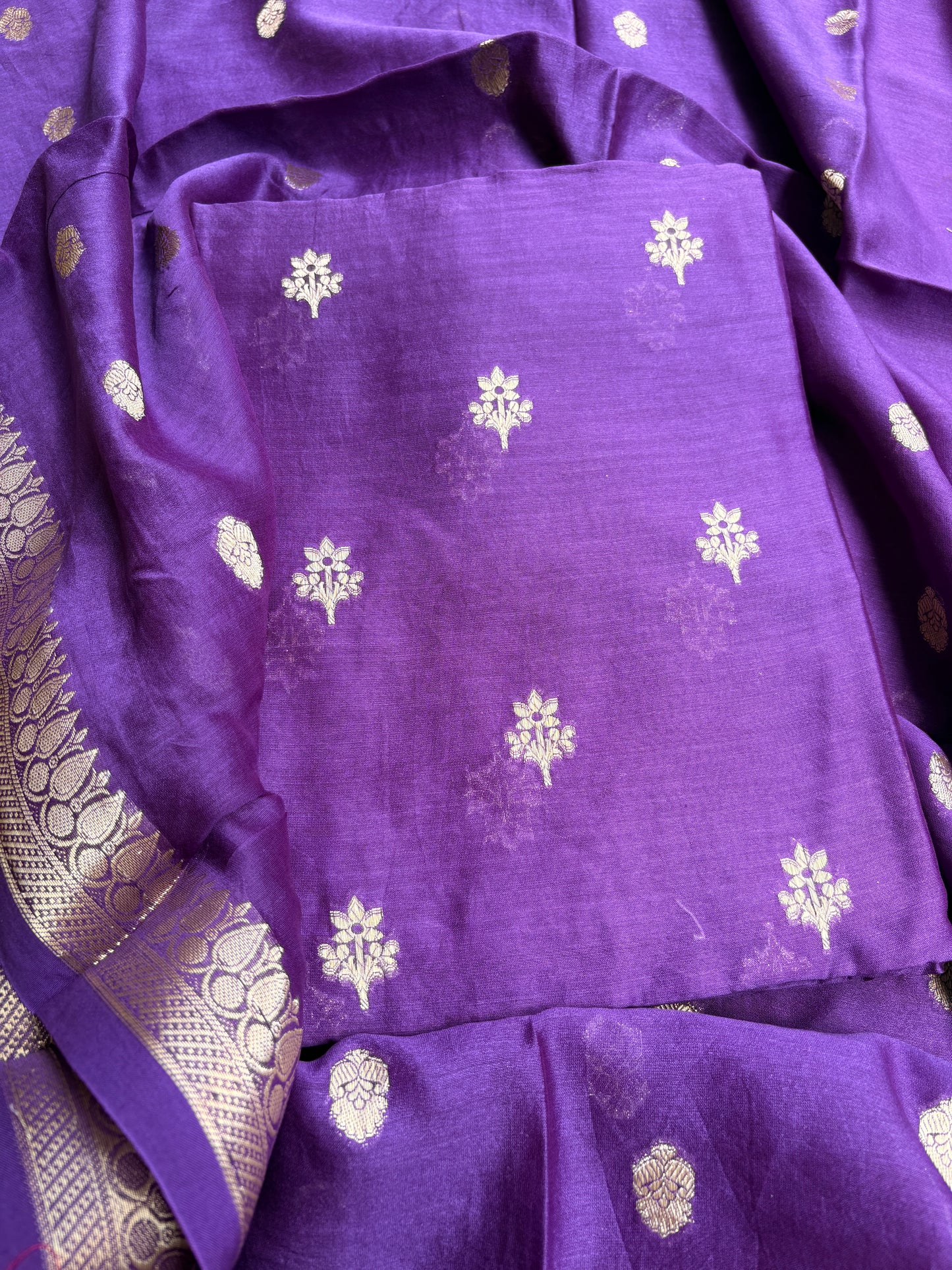 Purple Chanderi silk 3 piece suit set