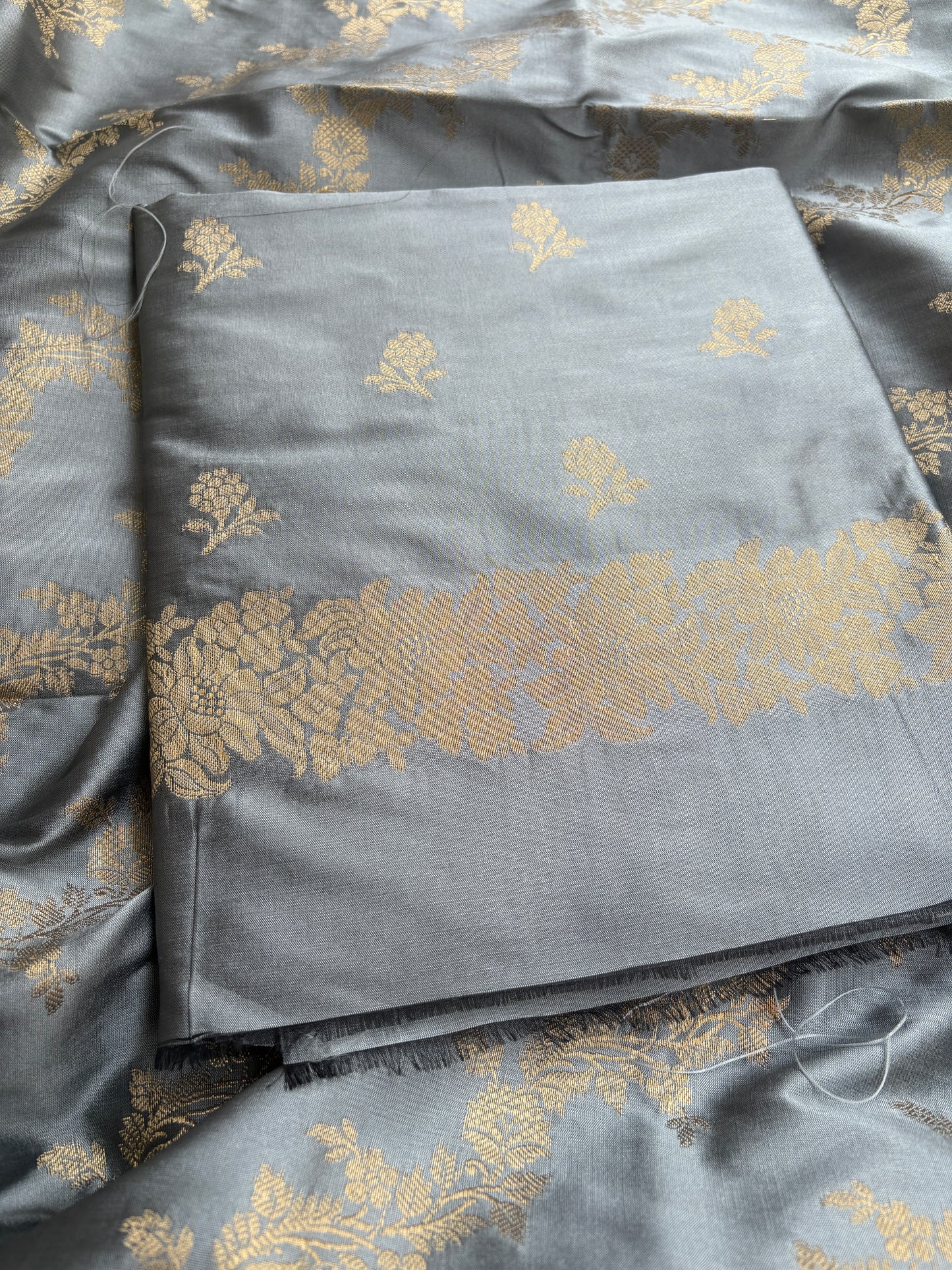 Light blue premium Banarasi silk 3 piece suit set