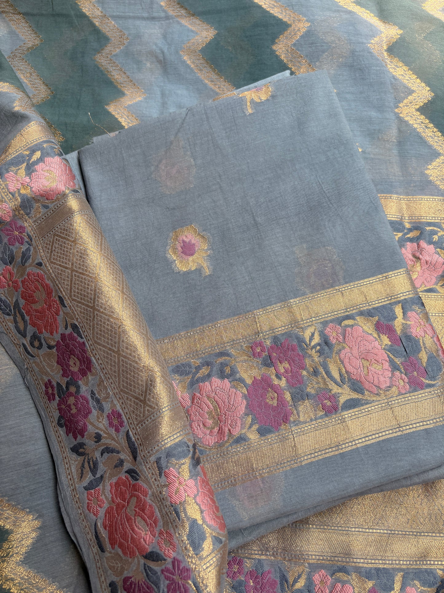 Grey Chanderi Meenakshi suit set