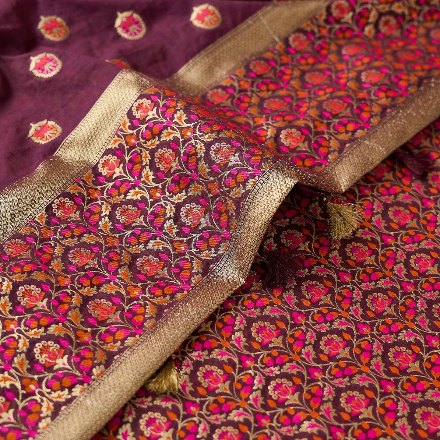 Maroon Jaal kurta, designer jaal dupatta , plain bottom