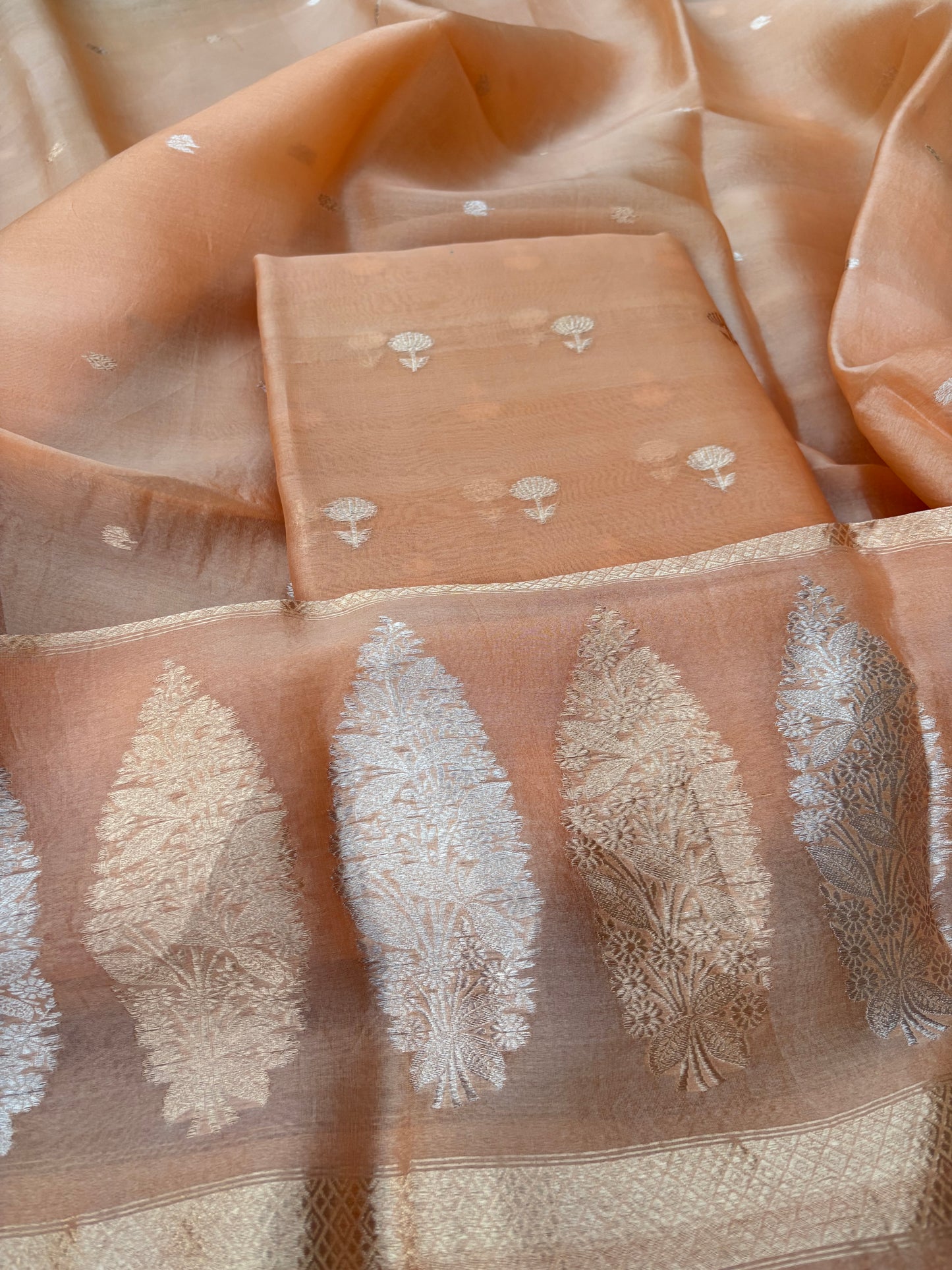Peach orange kadhwa 3 piece suit set