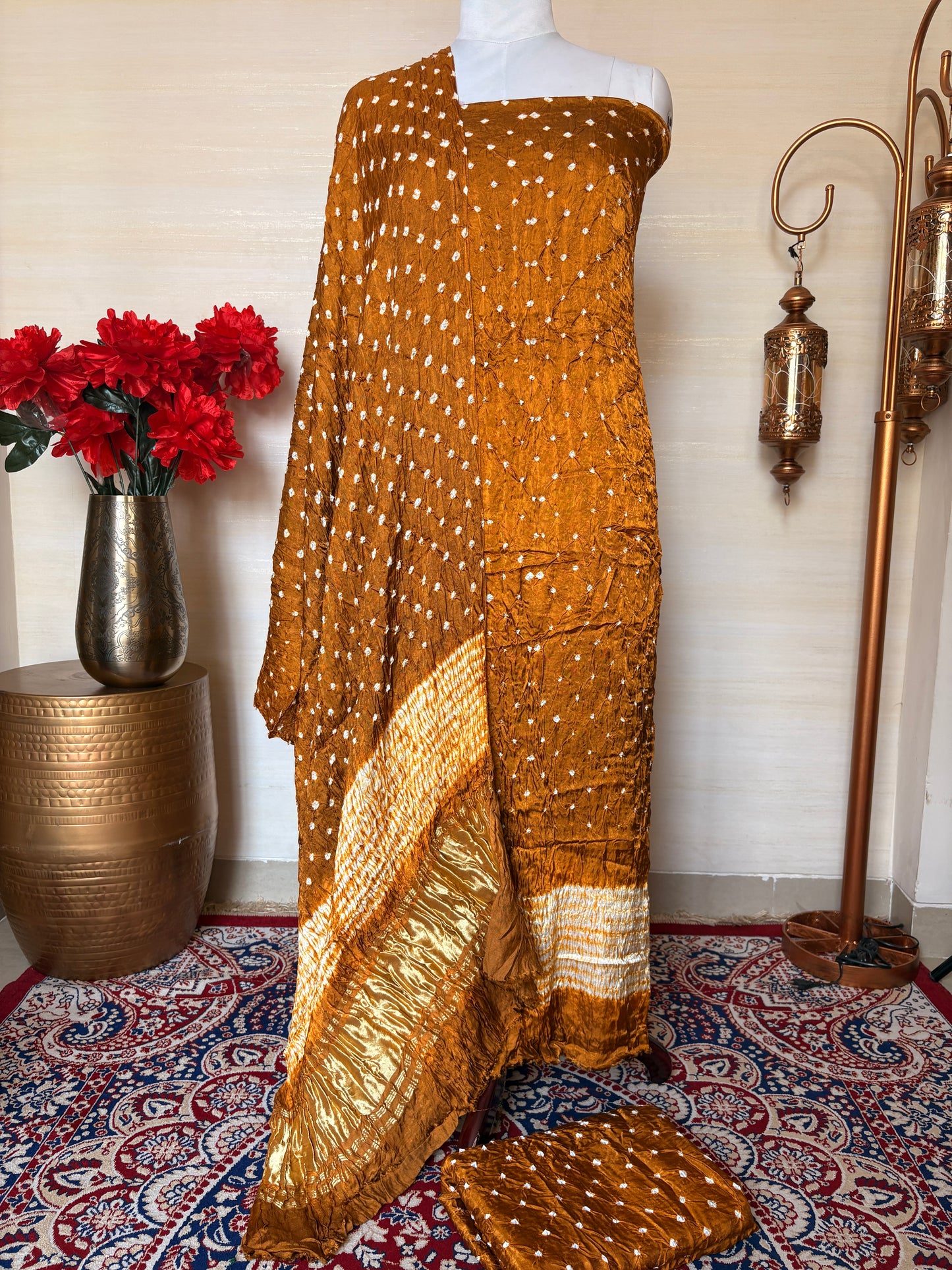 Mustard bandhani suit set (3 piece )