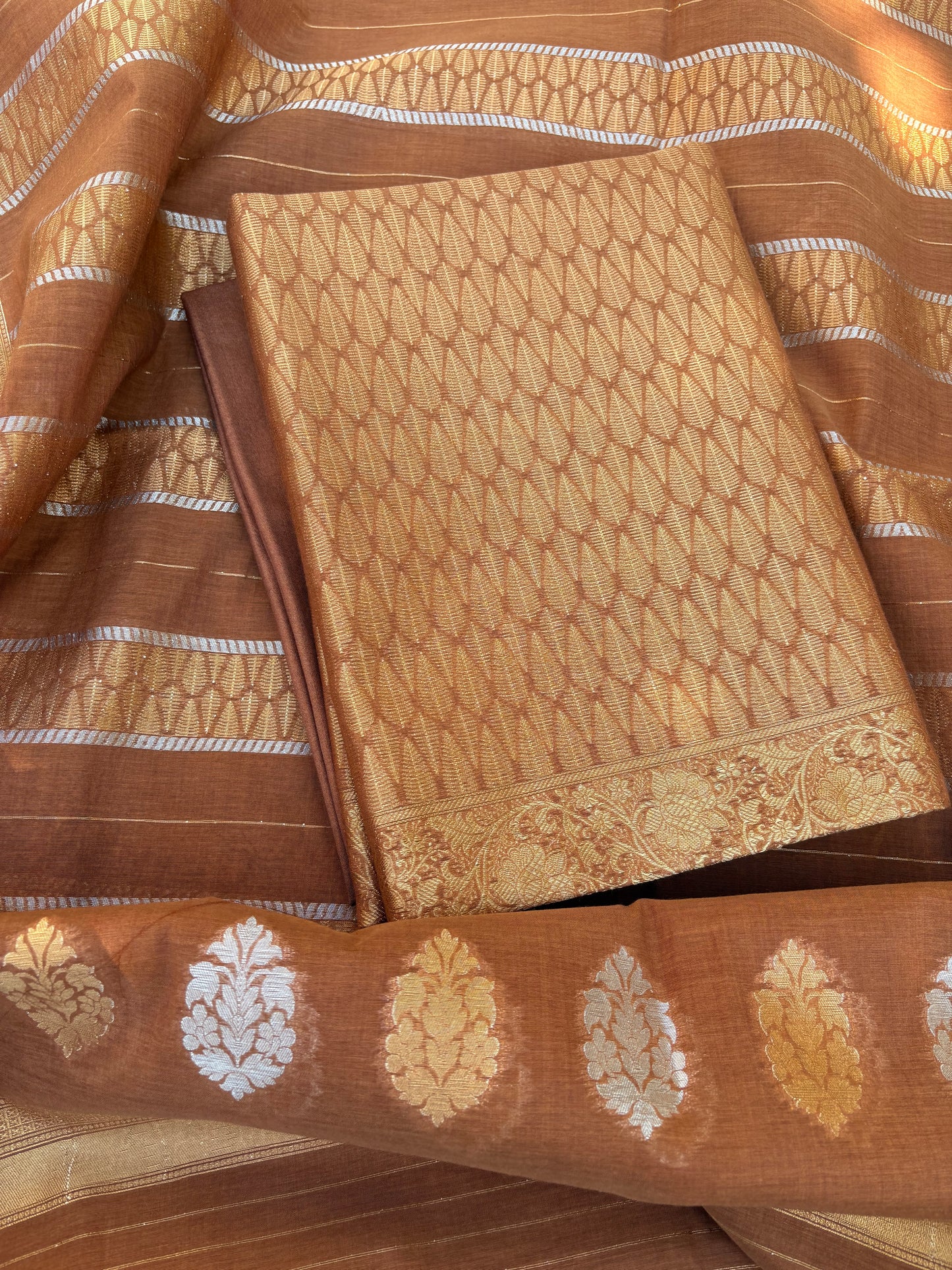 Coffee cotton tissue 3 piece suit set