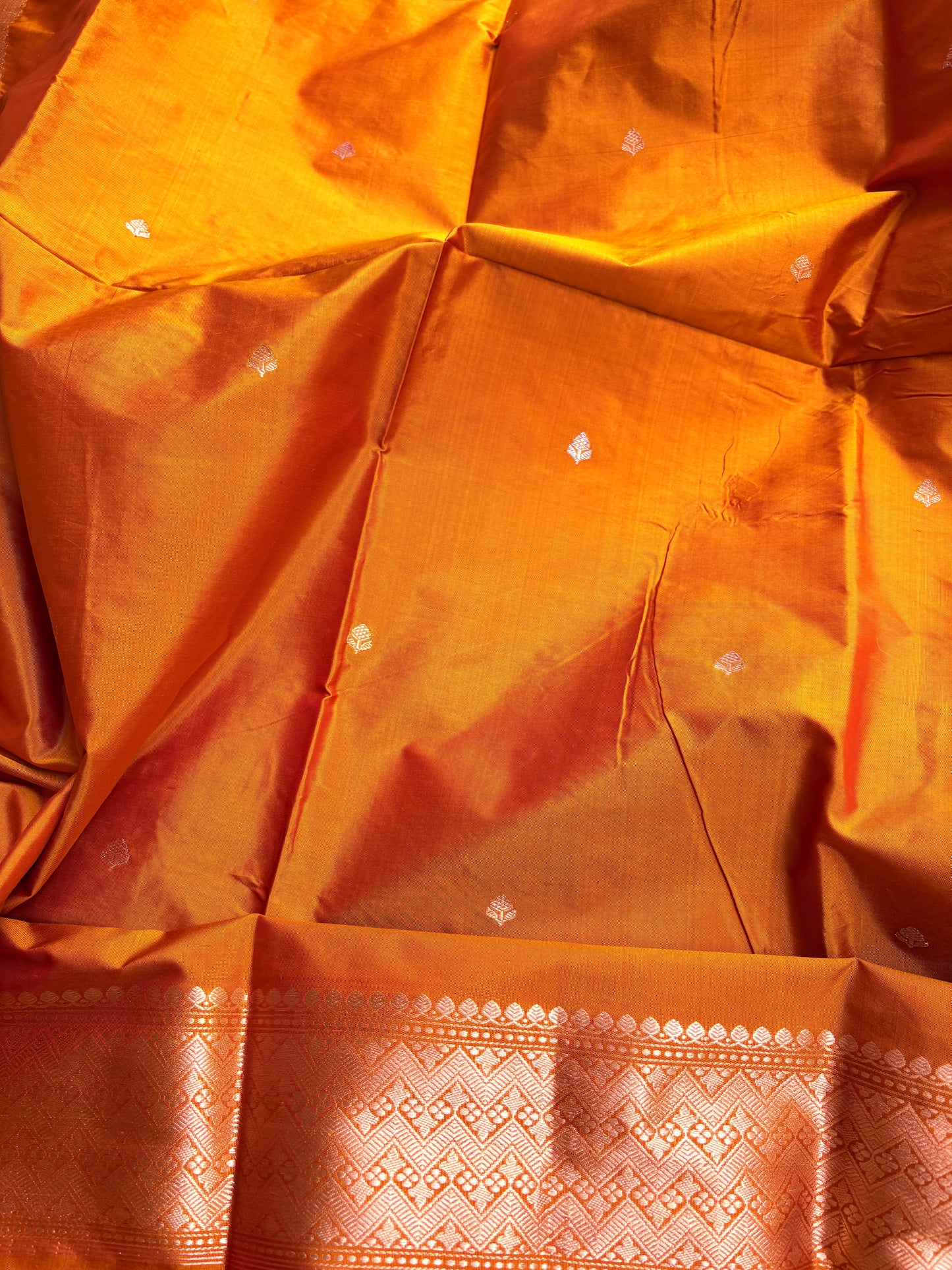 Orange gold katan by katan silk suit set