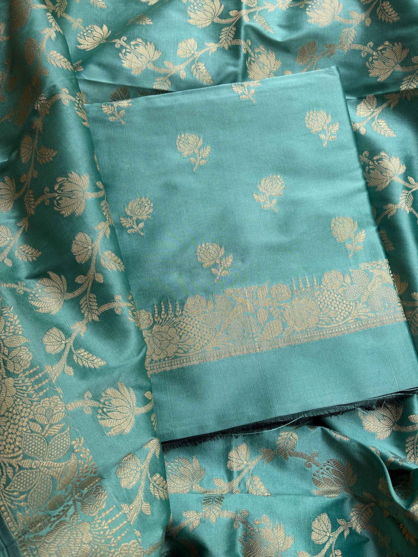 Blue premium Banarasi silk 3 piece suit set