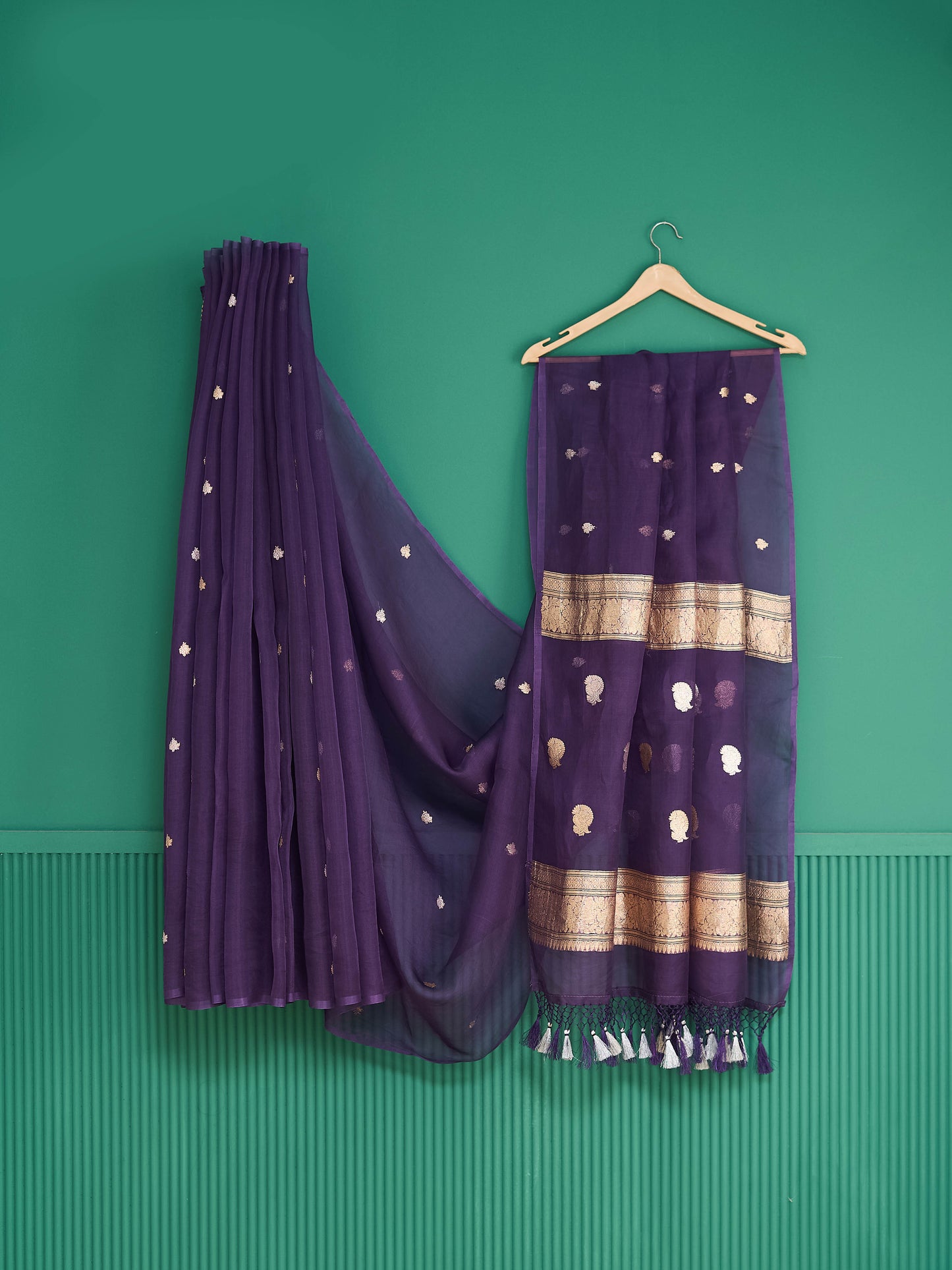 Purple kora silk kadhwa weave saree