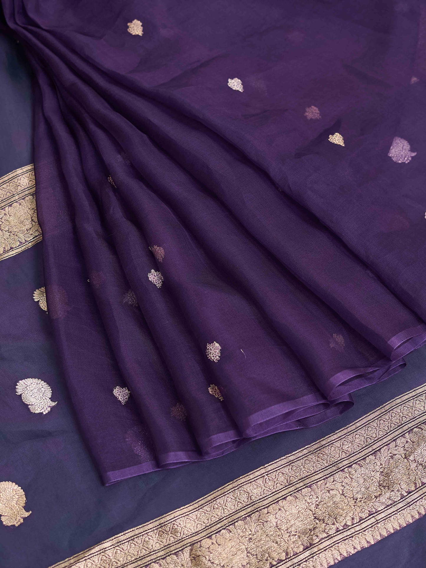 Purple kora silk kadhwa weave saree