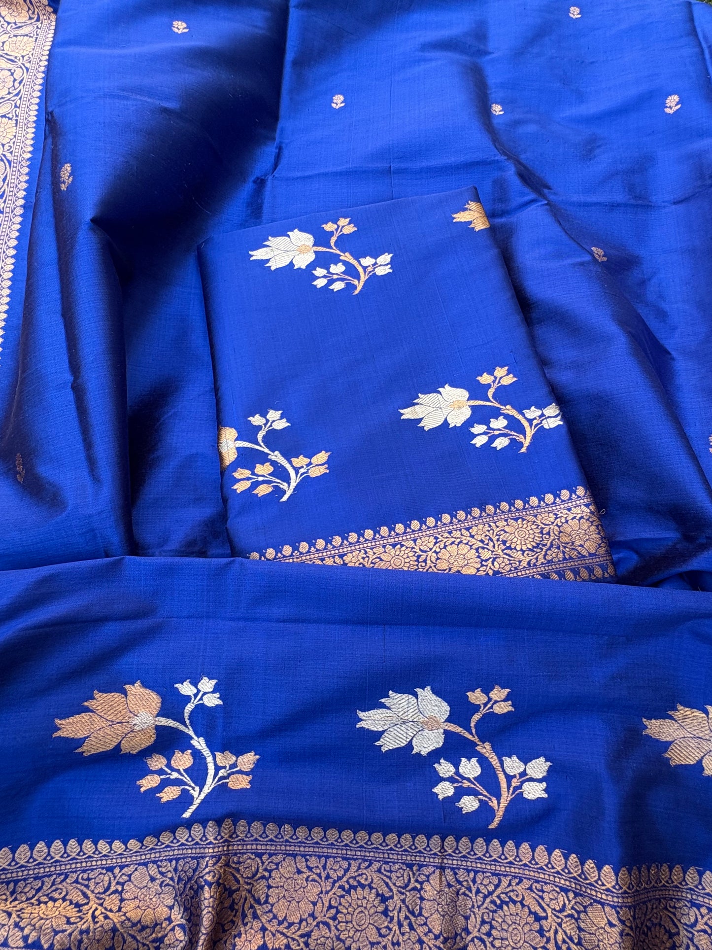 Blue katan by katan silk 3 piece kadhwa suit set