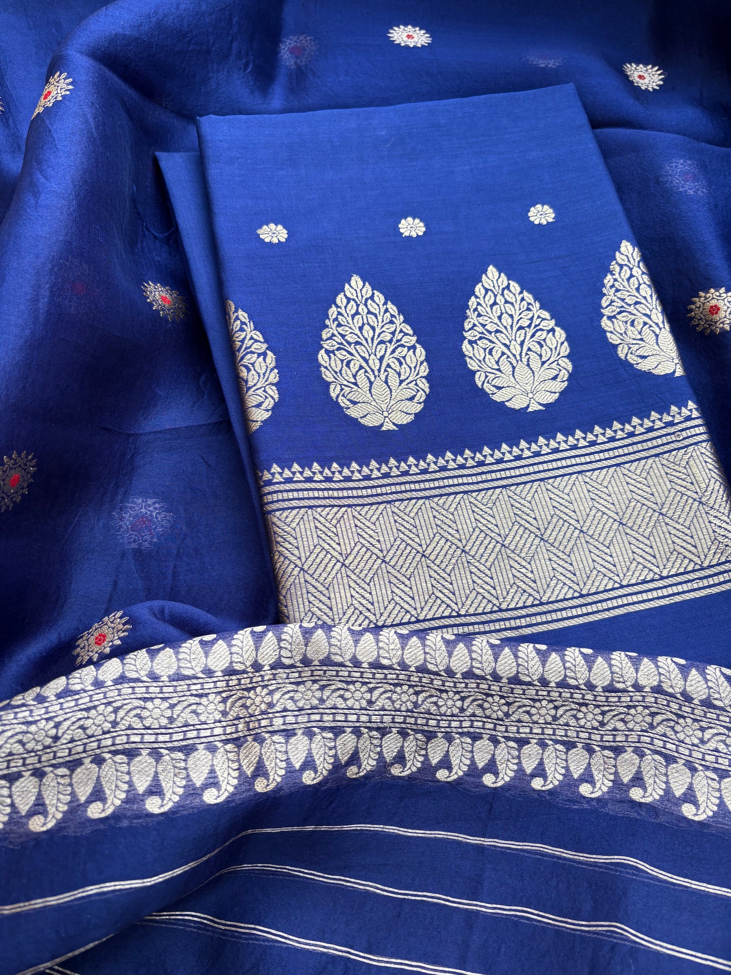 Blue Chiniya silk kurta and kora silk dupatta 3 piece suit set