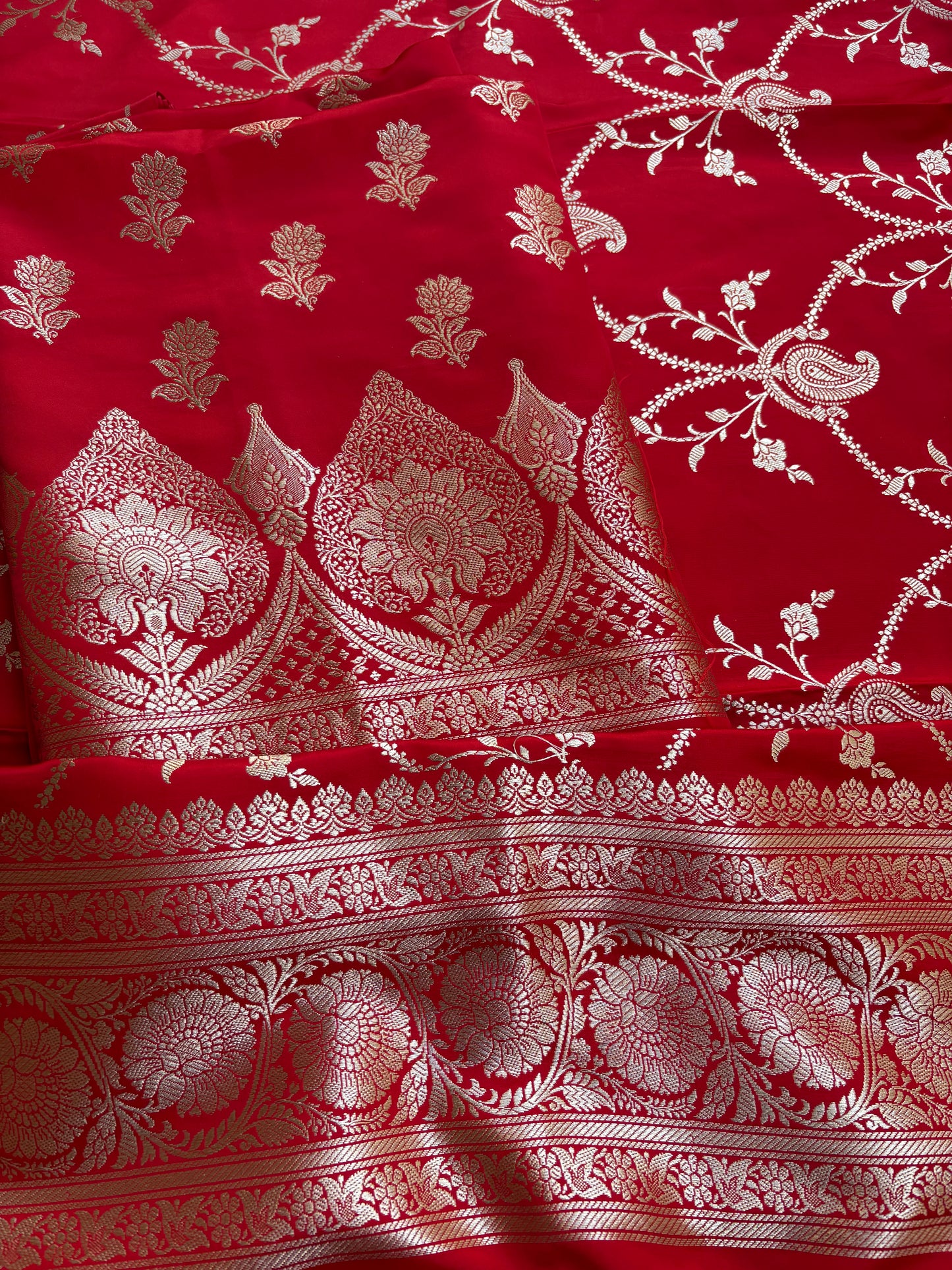 Red mashru silk 3 piece suit set
