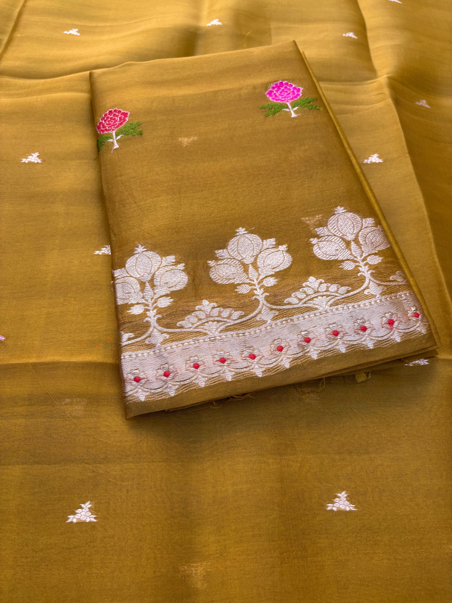 Green kora kadhwa meenadar suit set