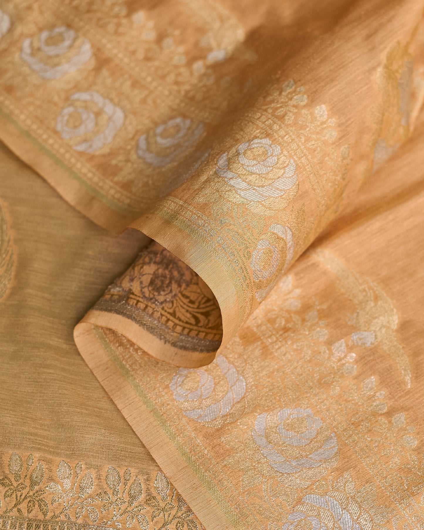 Peach bird design beautiful banarasi silk saree