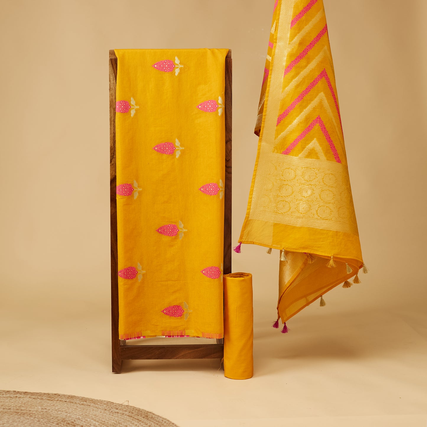 Mustard Meenadar Chanderi Cotton 3 piece set