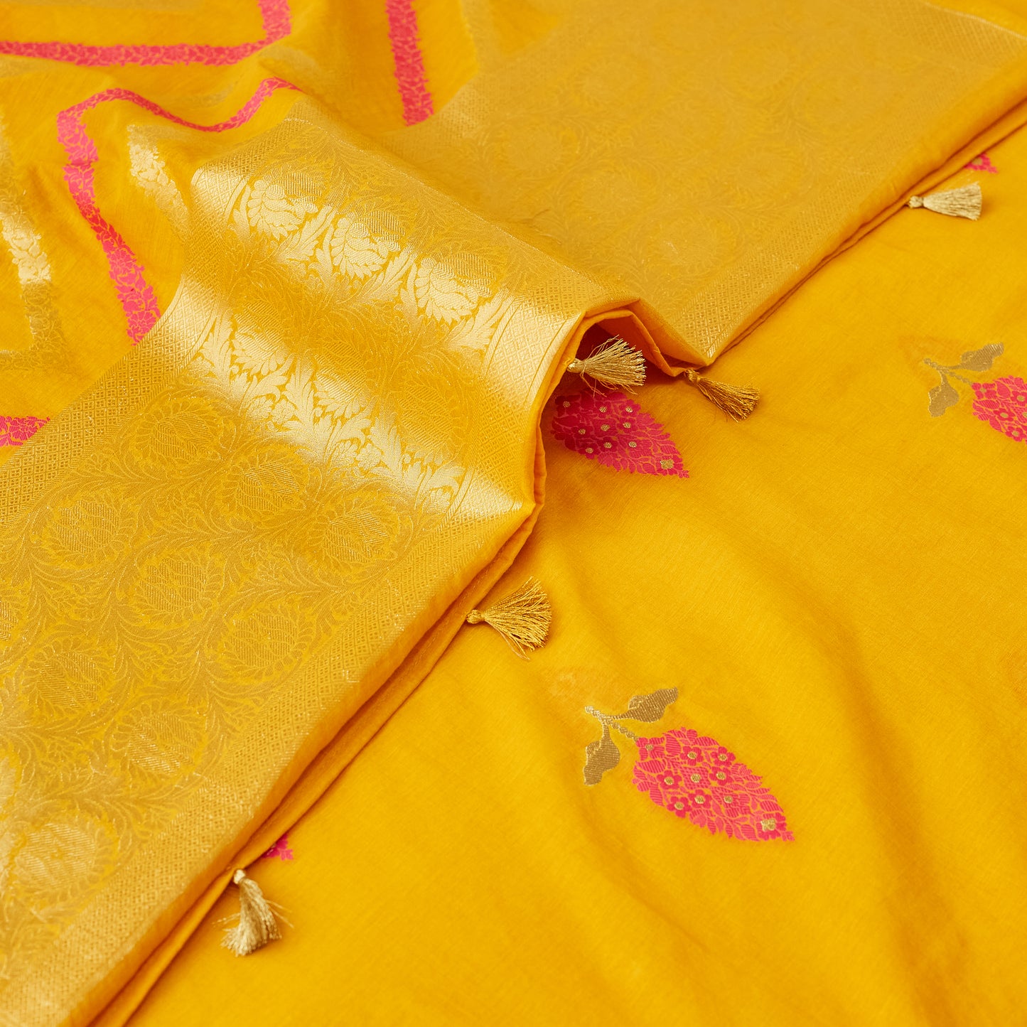 Mustard Meenadar Chanderi Cotton 3 piece set