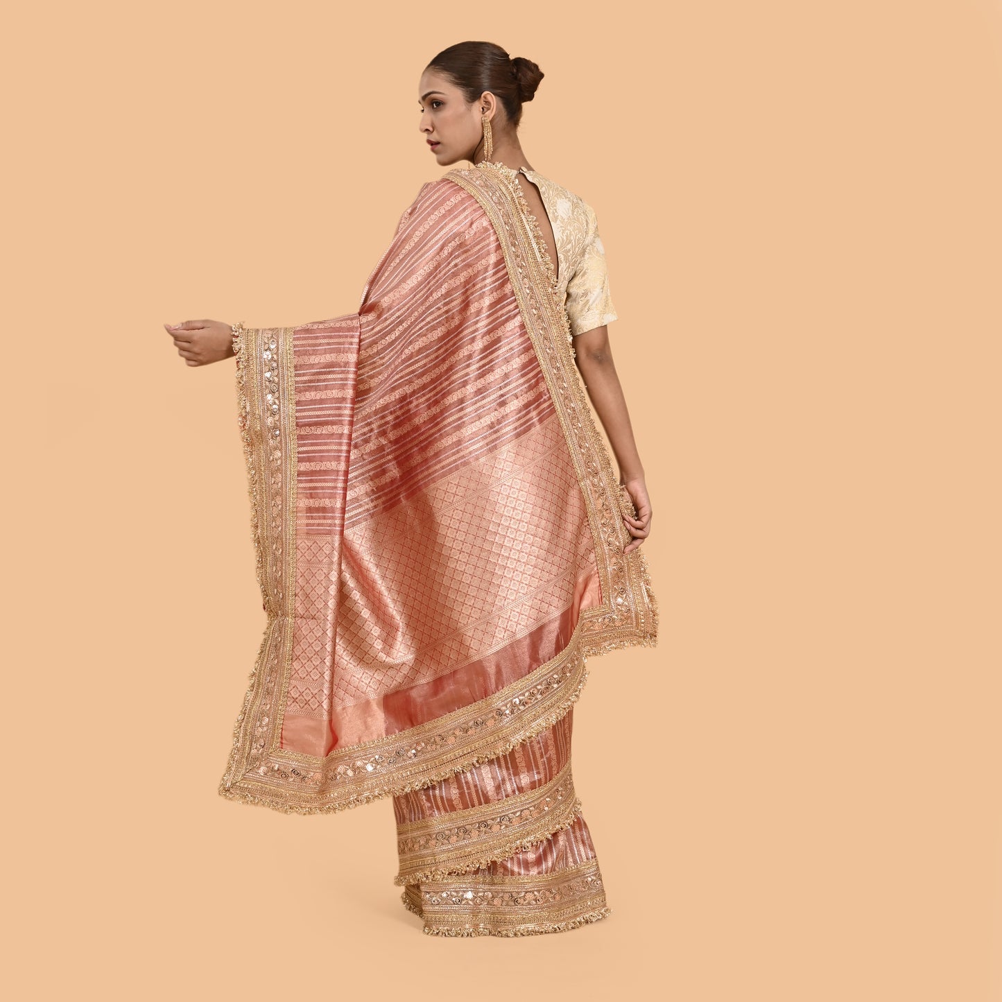 Rust Tissue silk saree