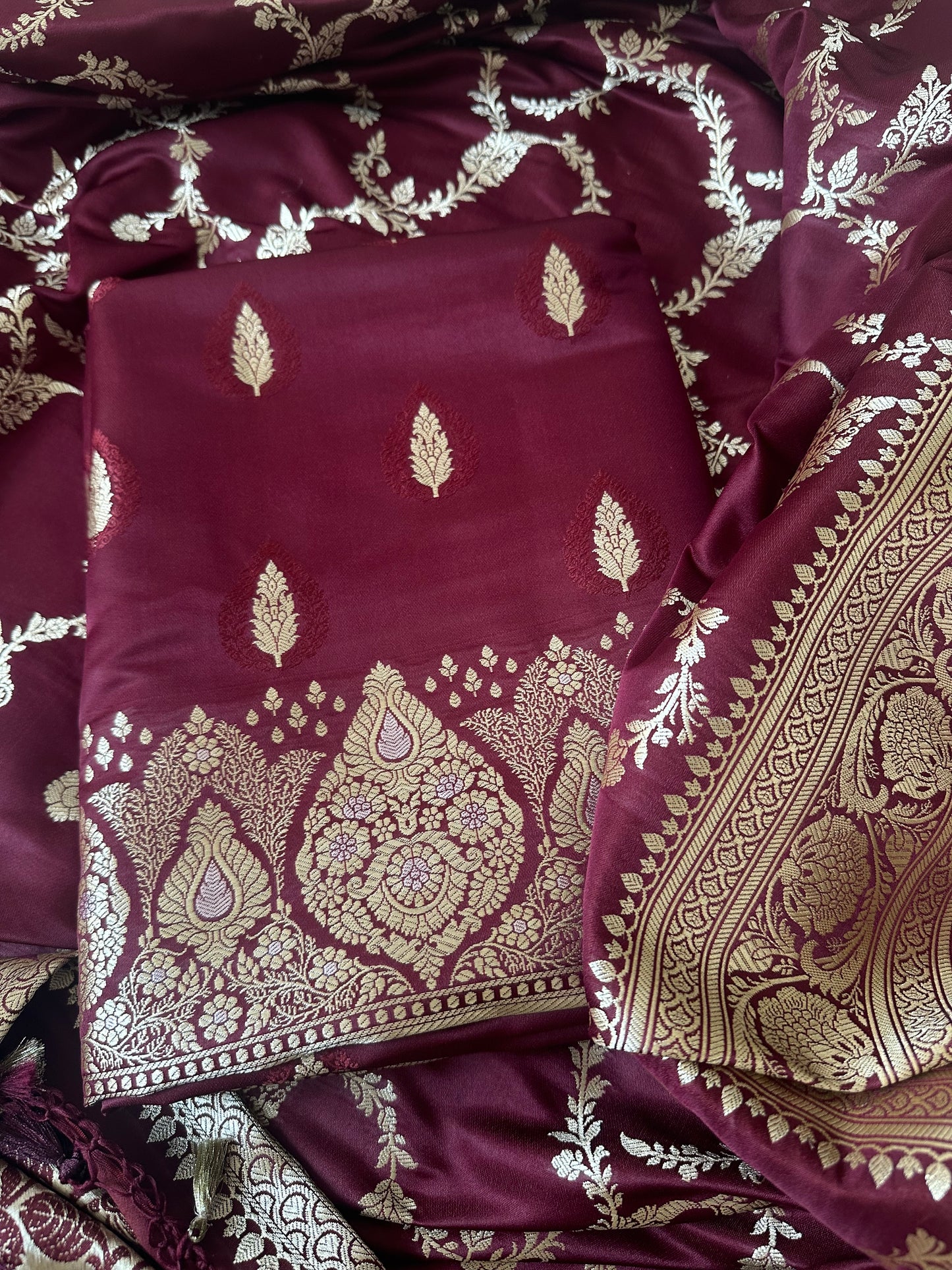 Maroon premium mashru silk suit