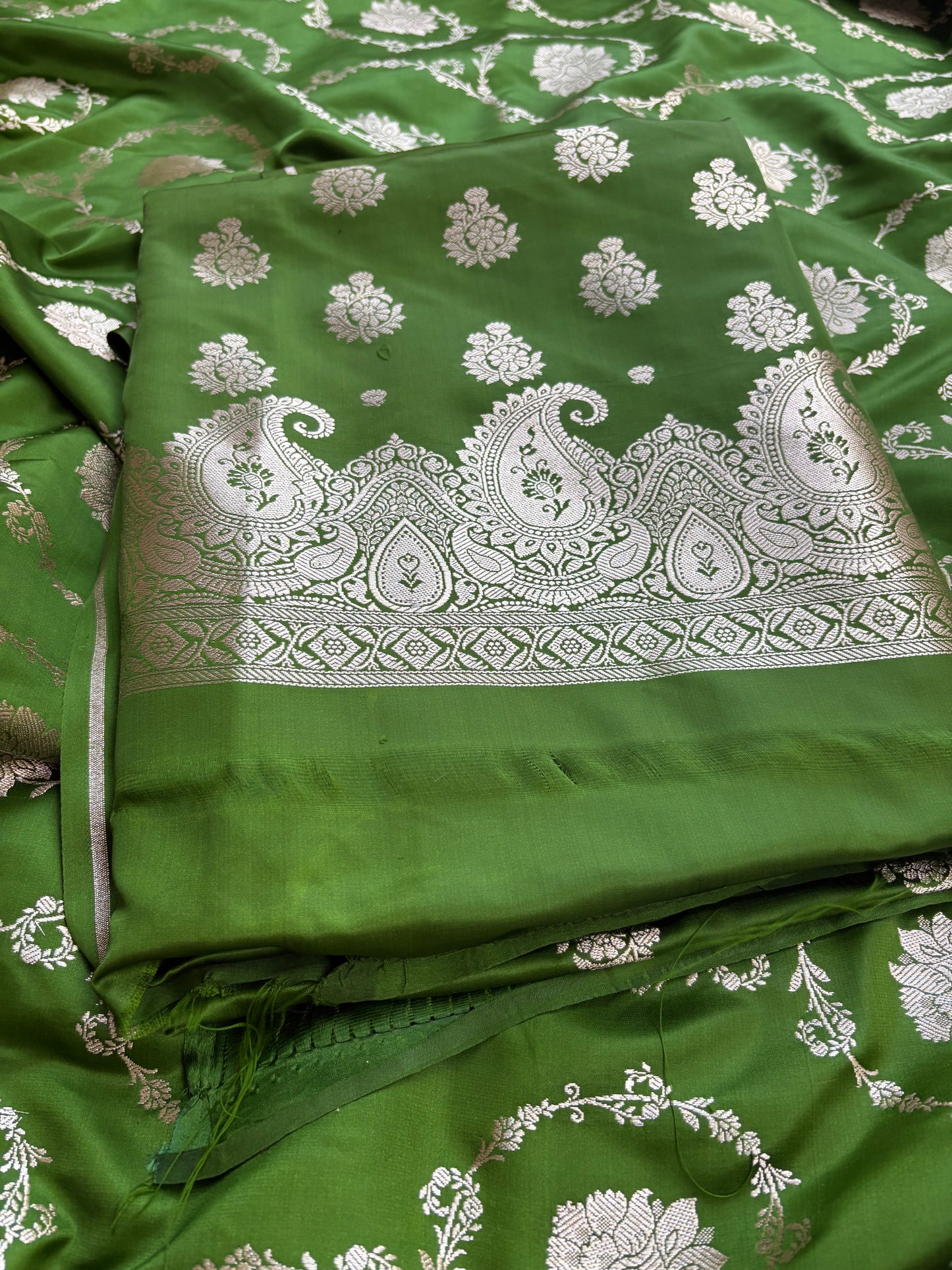 Green mashru silk 3 piece suit set