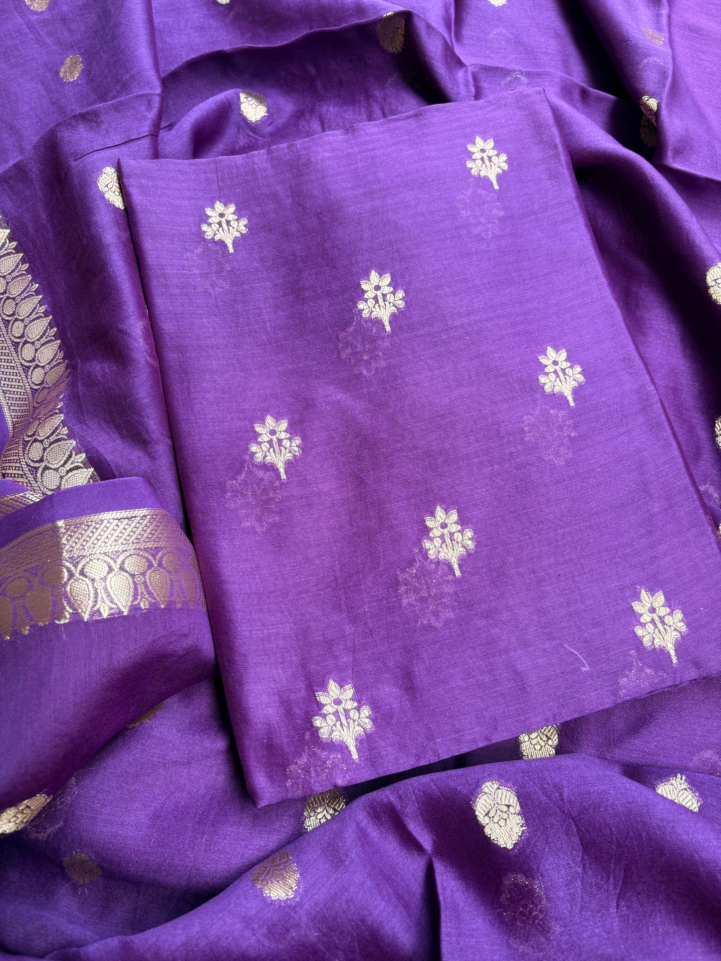 Purple Chanderi silk 3 piece suit set