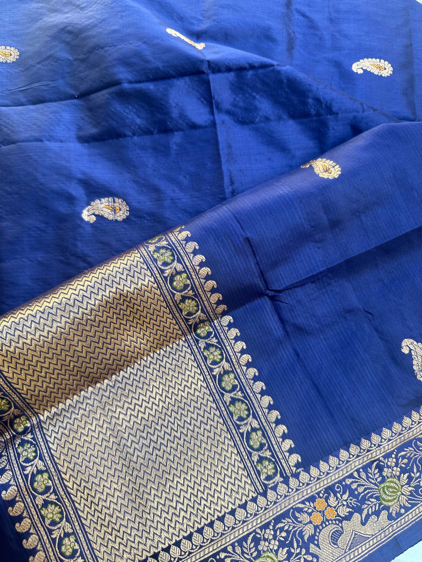 Blue katan silk dupatta