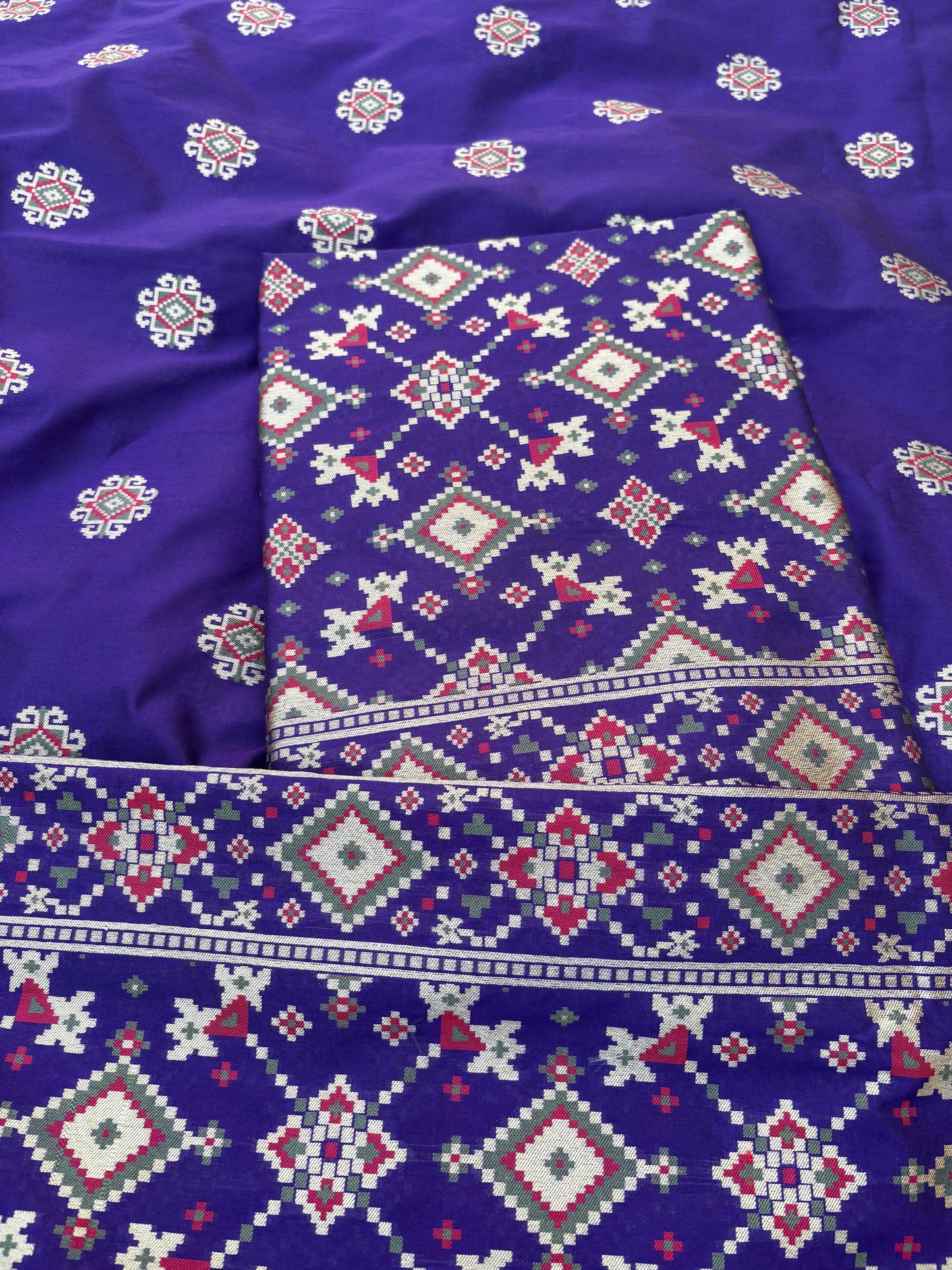 Purple gharchola full jaal weaving suit