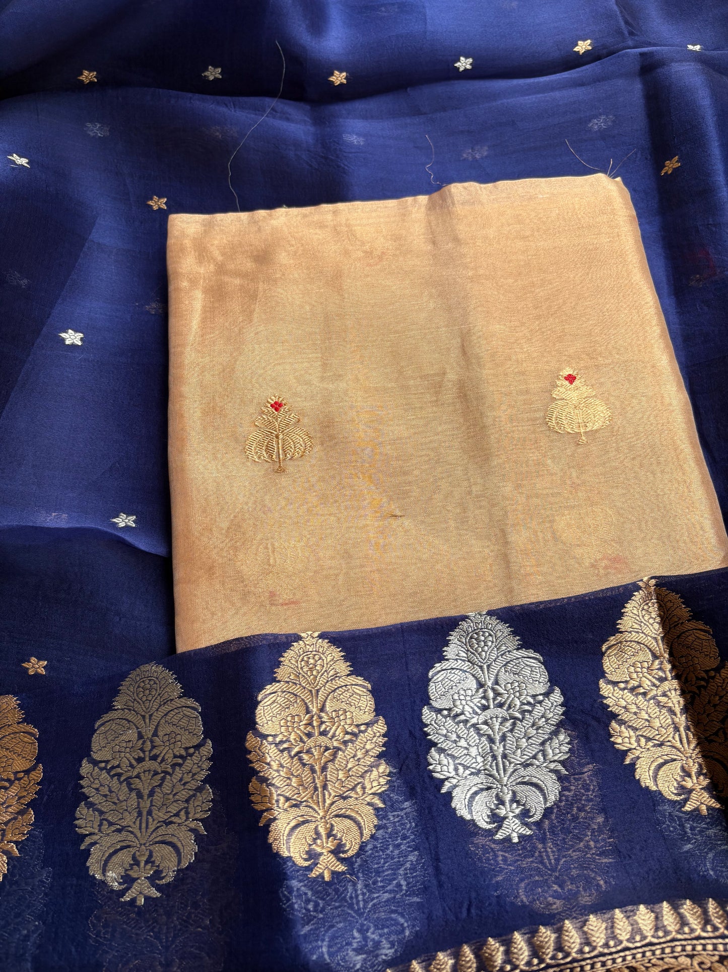 Tissue kadhwa kurta, bottom and kora silk dupatta