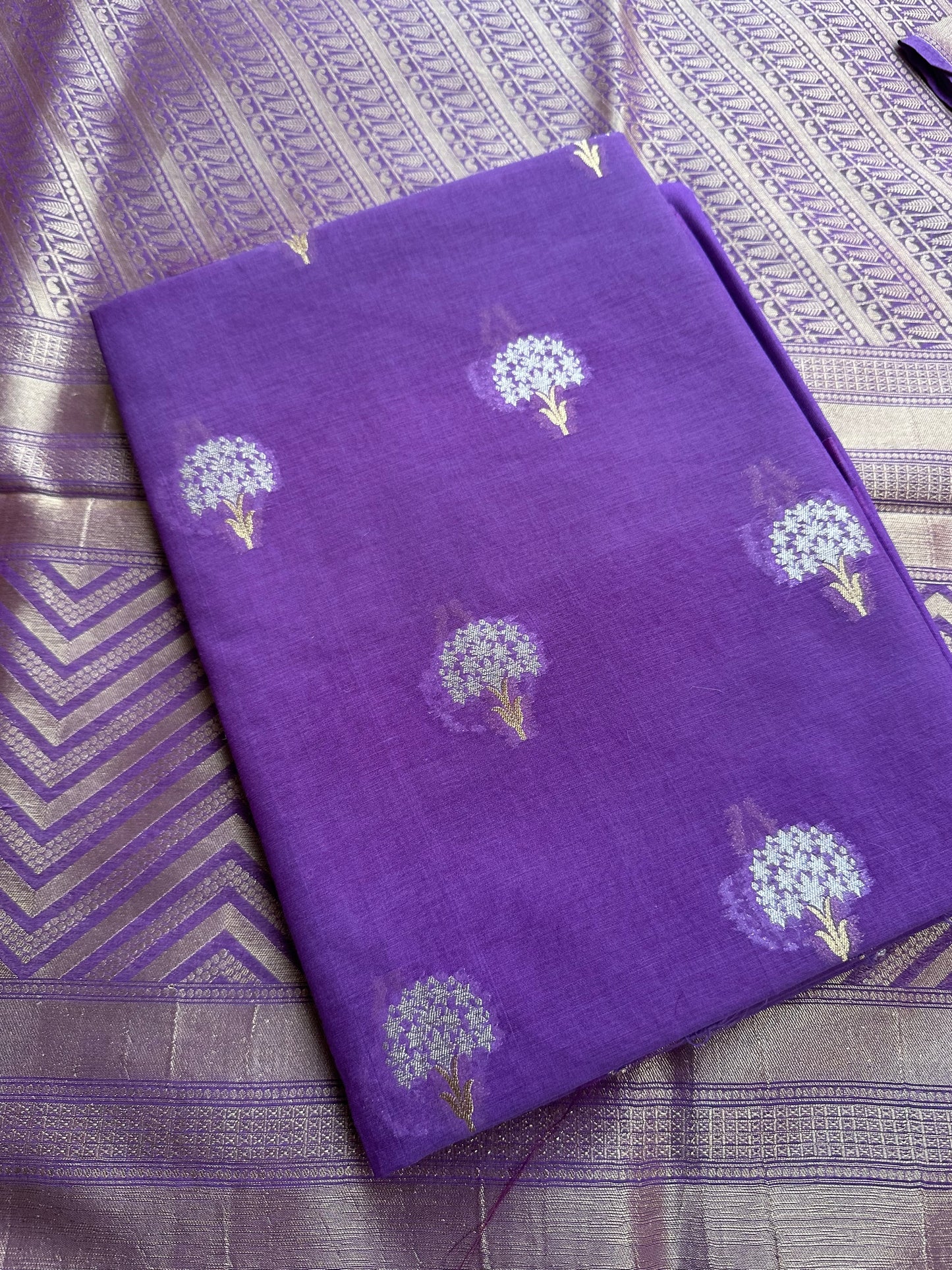 Lavender meendar chanderi kurta, tissue dupatta, plain bottom